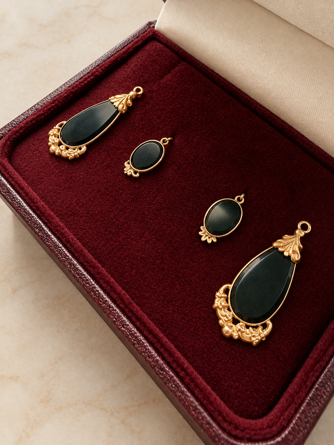 Antique French 18K gold onyx day and night earrings