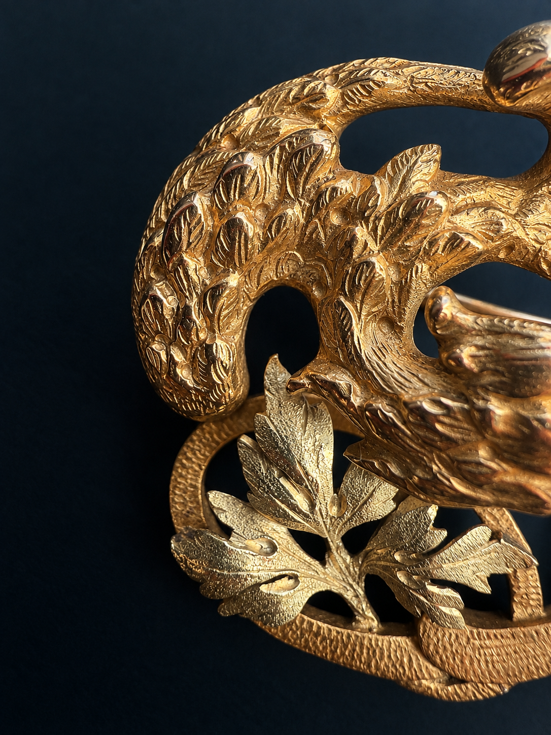 French Art Nouveau 18K gold diamond chimera brooch