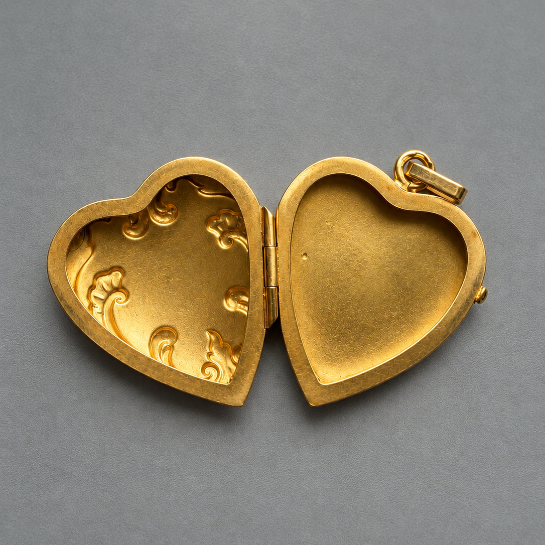 Antique French 18K Gold heart locket pendant