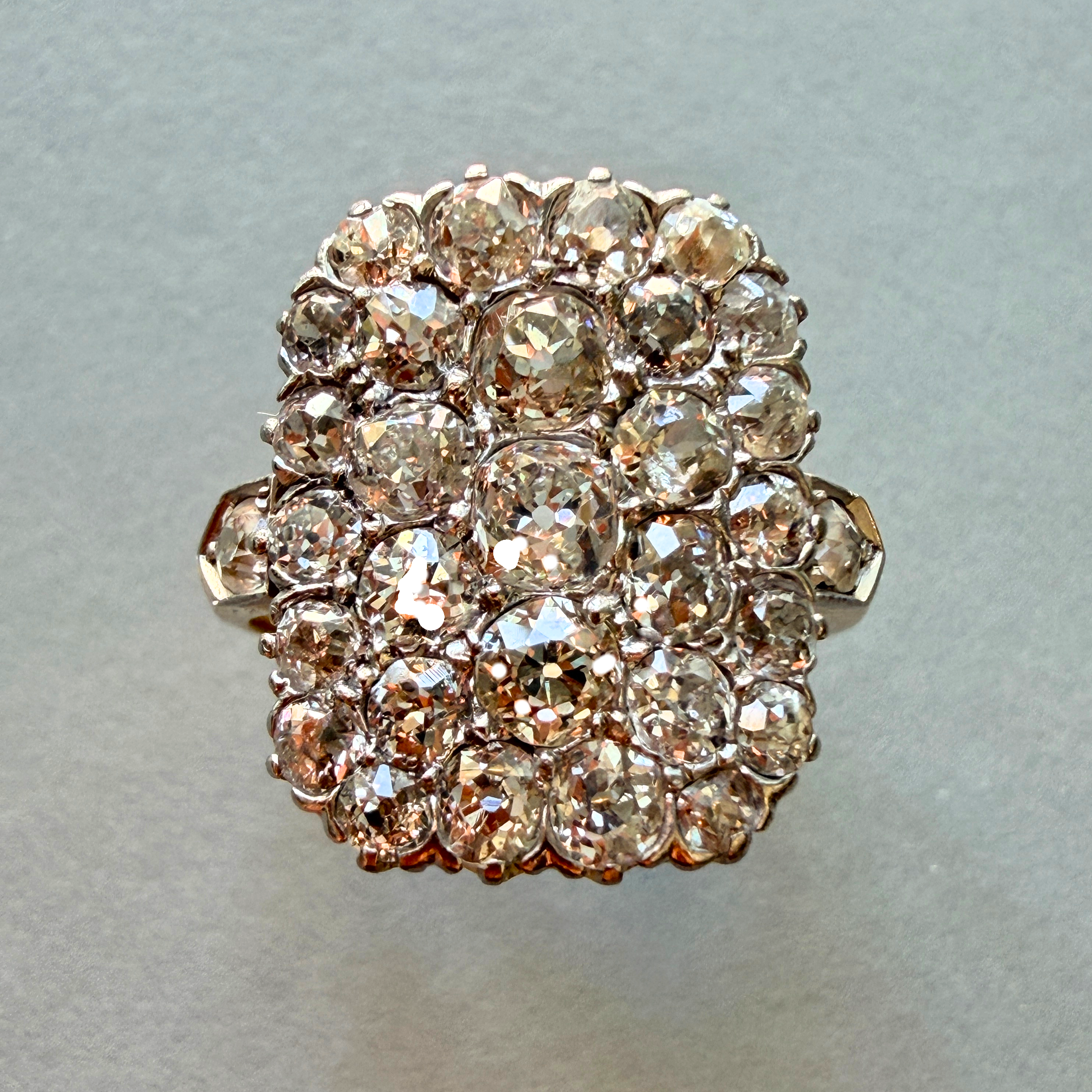 Art Deco 18K gold old mine cut diamond ring