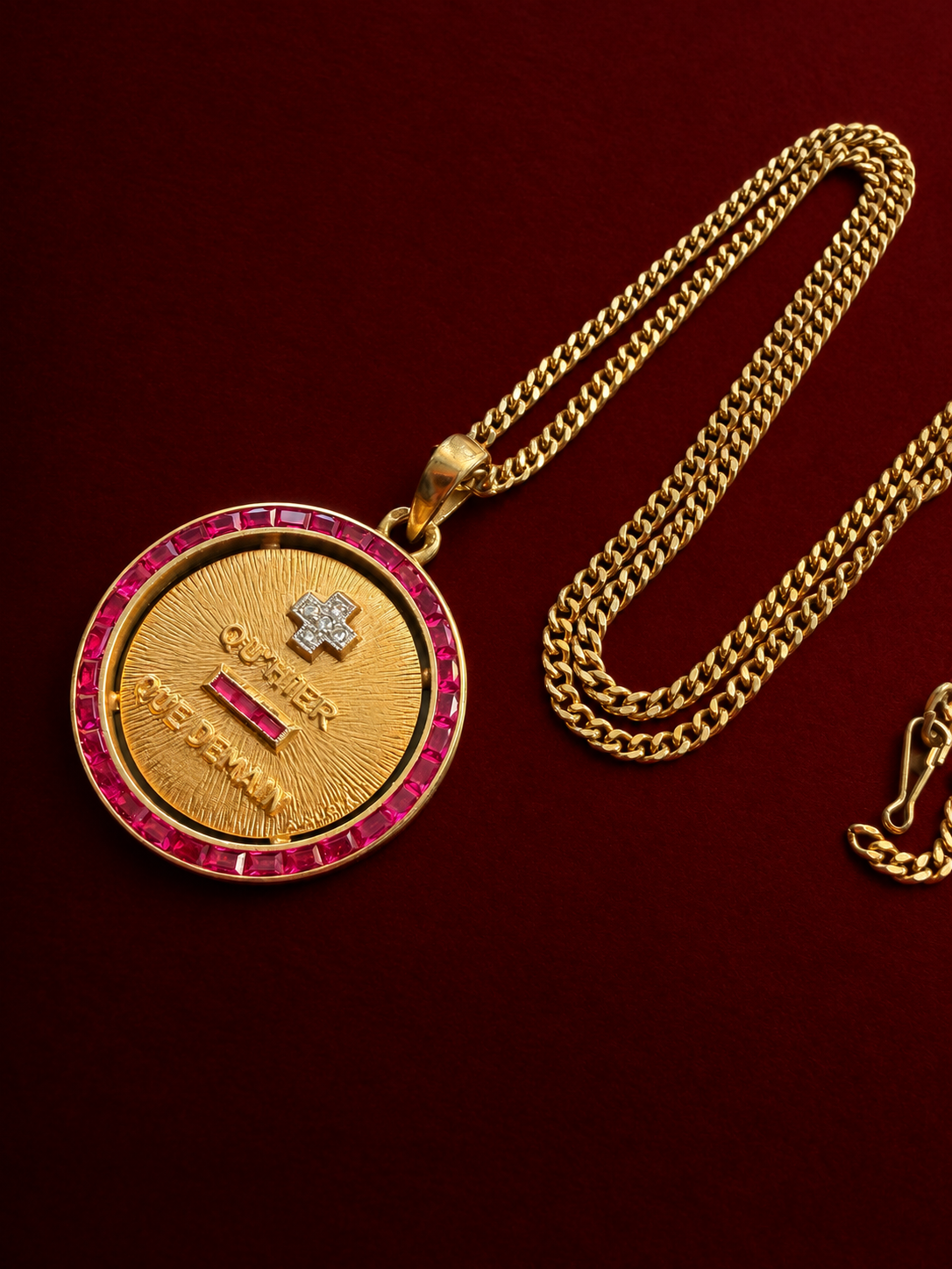 A.Augis 18K gold “more than yesterday less than tomorrow” medal pendant