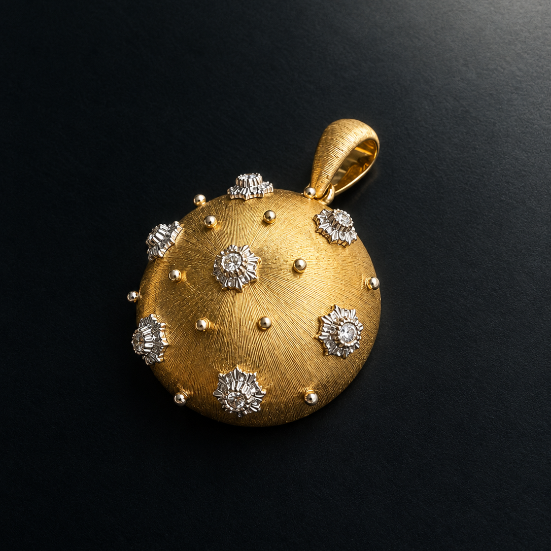 Marron Glacé, Candied Chestnut — 18K Gold & Diamond Pendant