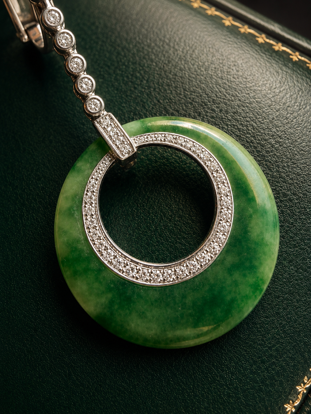 Art Deco 18K gold jade diamond drop earrings