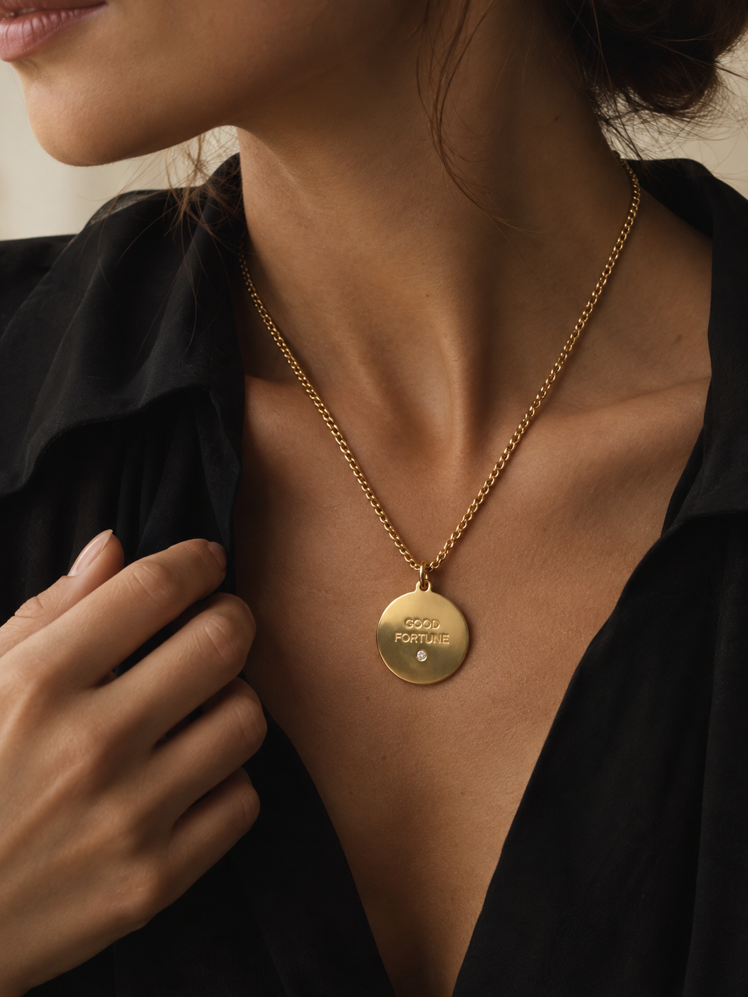 Vintage Tiffany & Co. “Good Fortune” 18K Gold diamond Charm Pendant