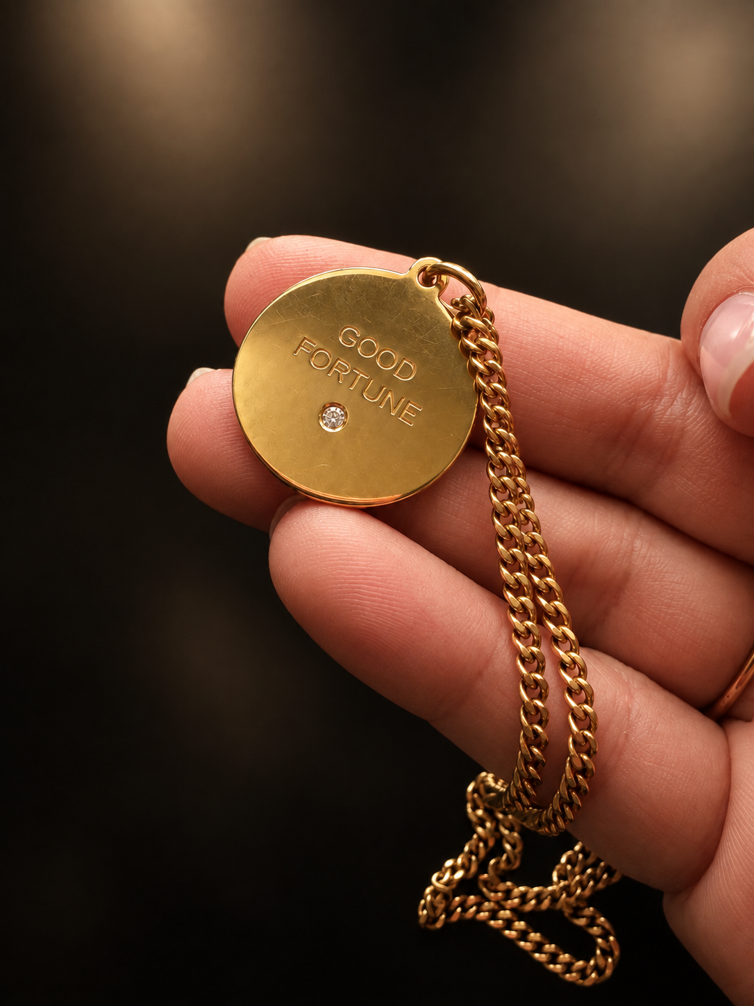Vintage Tiffany & Co. “Good Fortune” 18K Gold diamond Charm Pendant