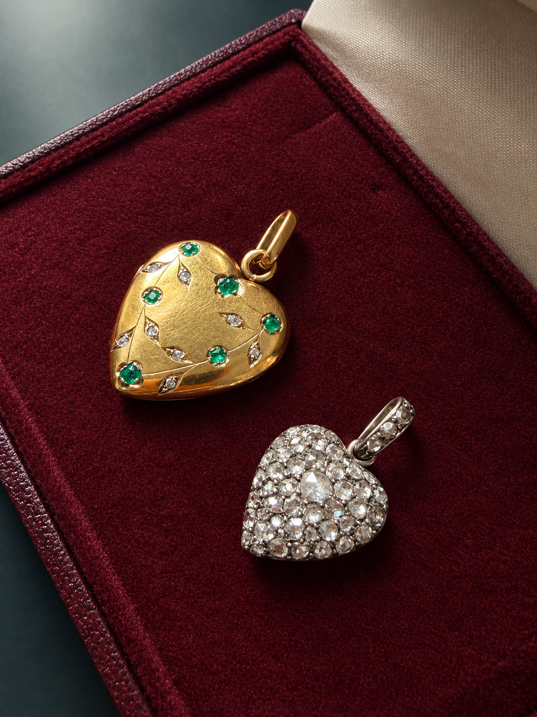 Victorian 18K Gold Heart Pendant with 1.85ct Rose Cut Diamonds