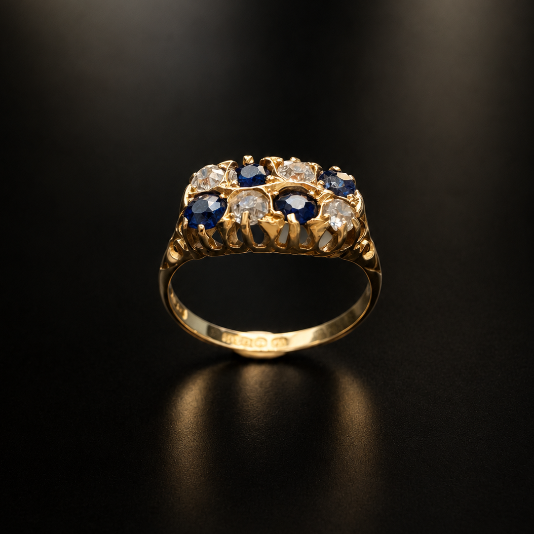 Antique English 18K Gold 0.4ct Old Mine Cut Diamond Ring