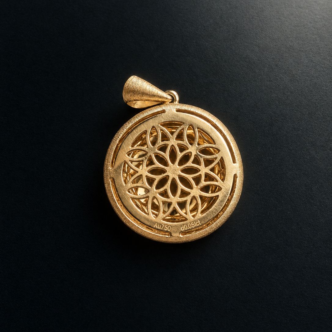Marron Glacé, Candied Chestnut — 18K Gold & Diamond Pendant