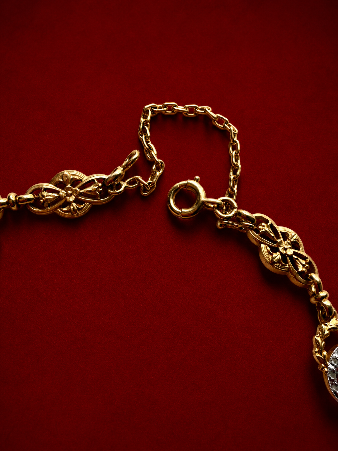 Art Nouveau 18K Gold Sapphire & Diamond Bracelet