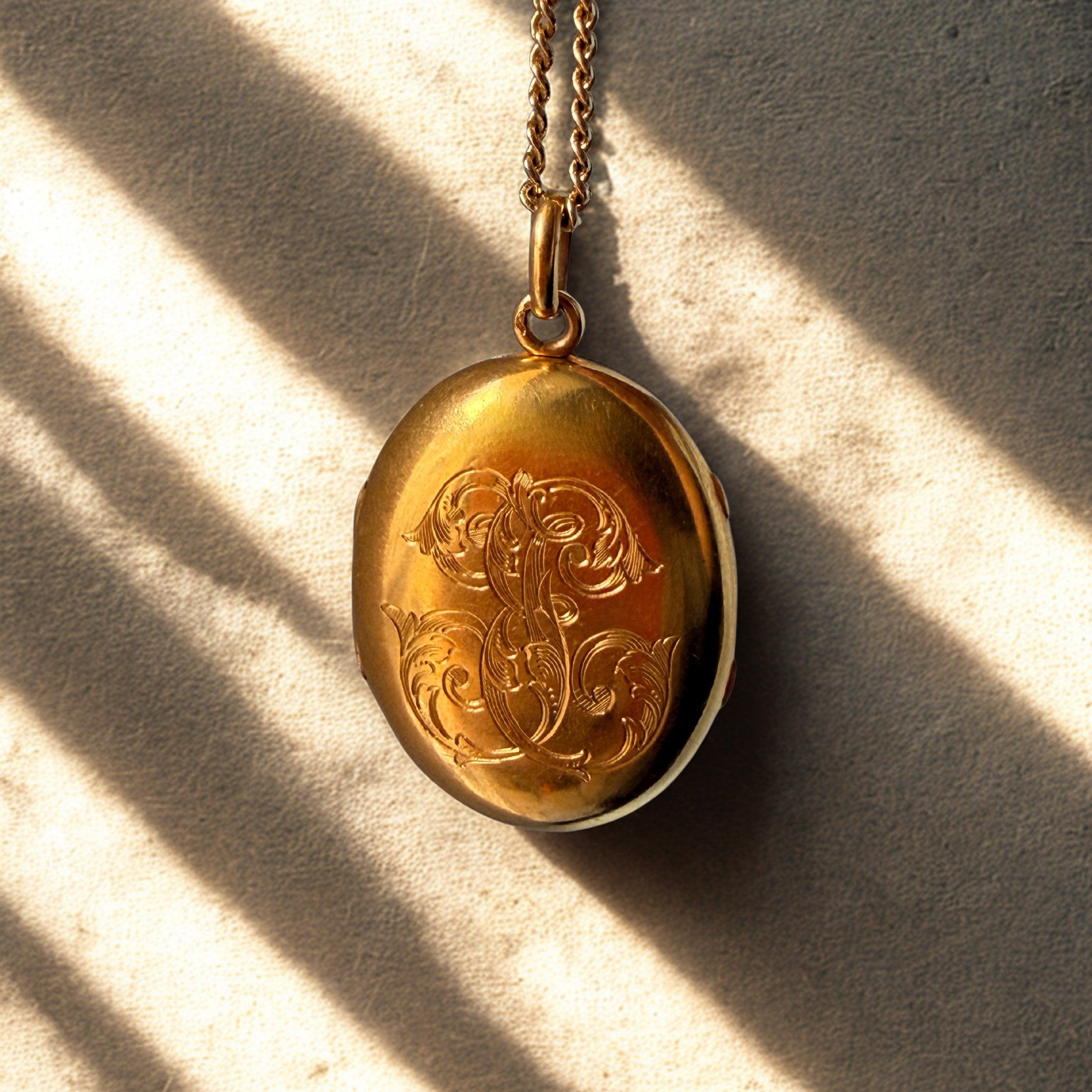 Art Nouveau era 18K Gold “E” and “J” Locket Pendant