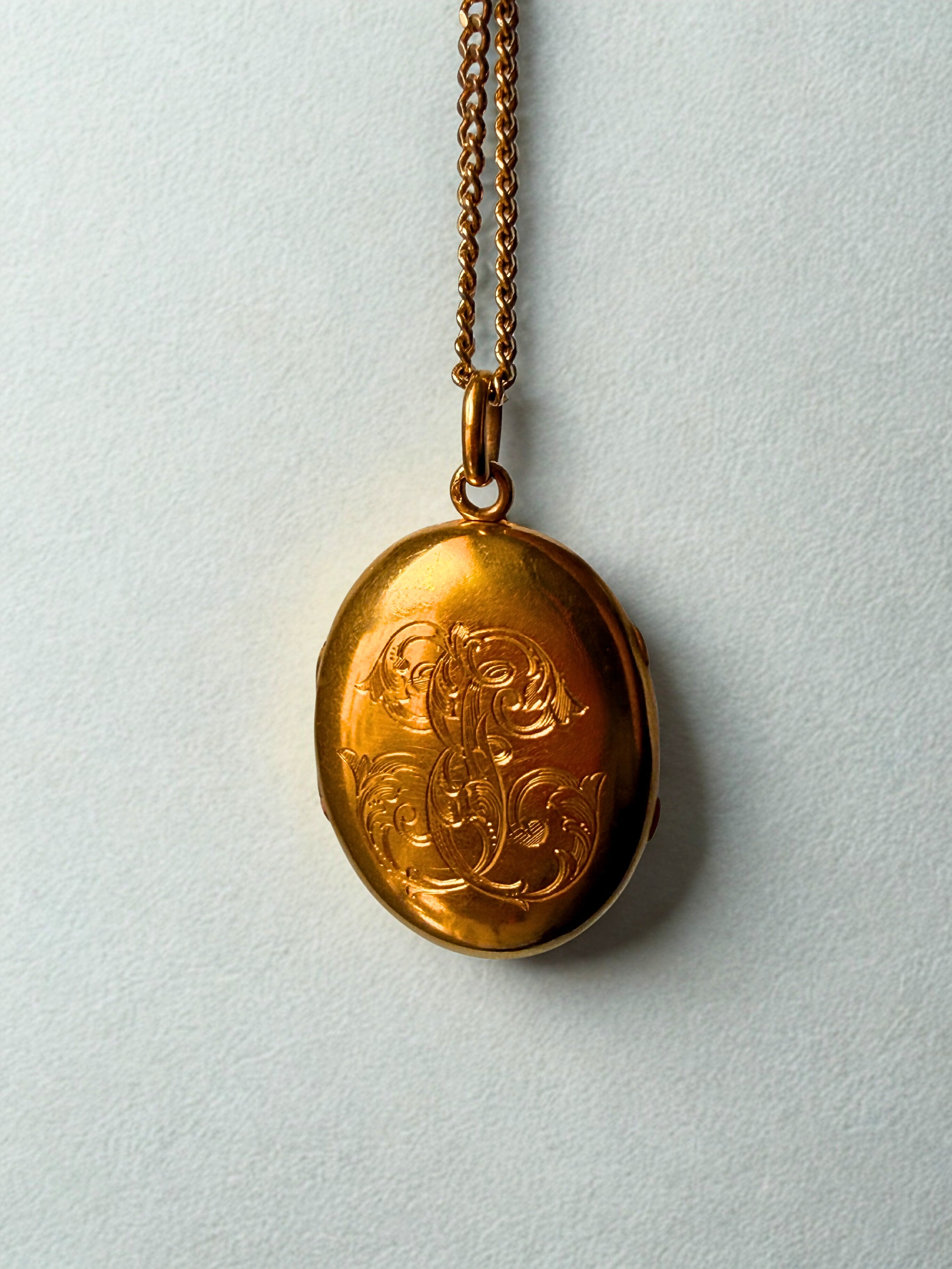 Art Nouveau era 18K Gold “E” and “J” Locket Pendant