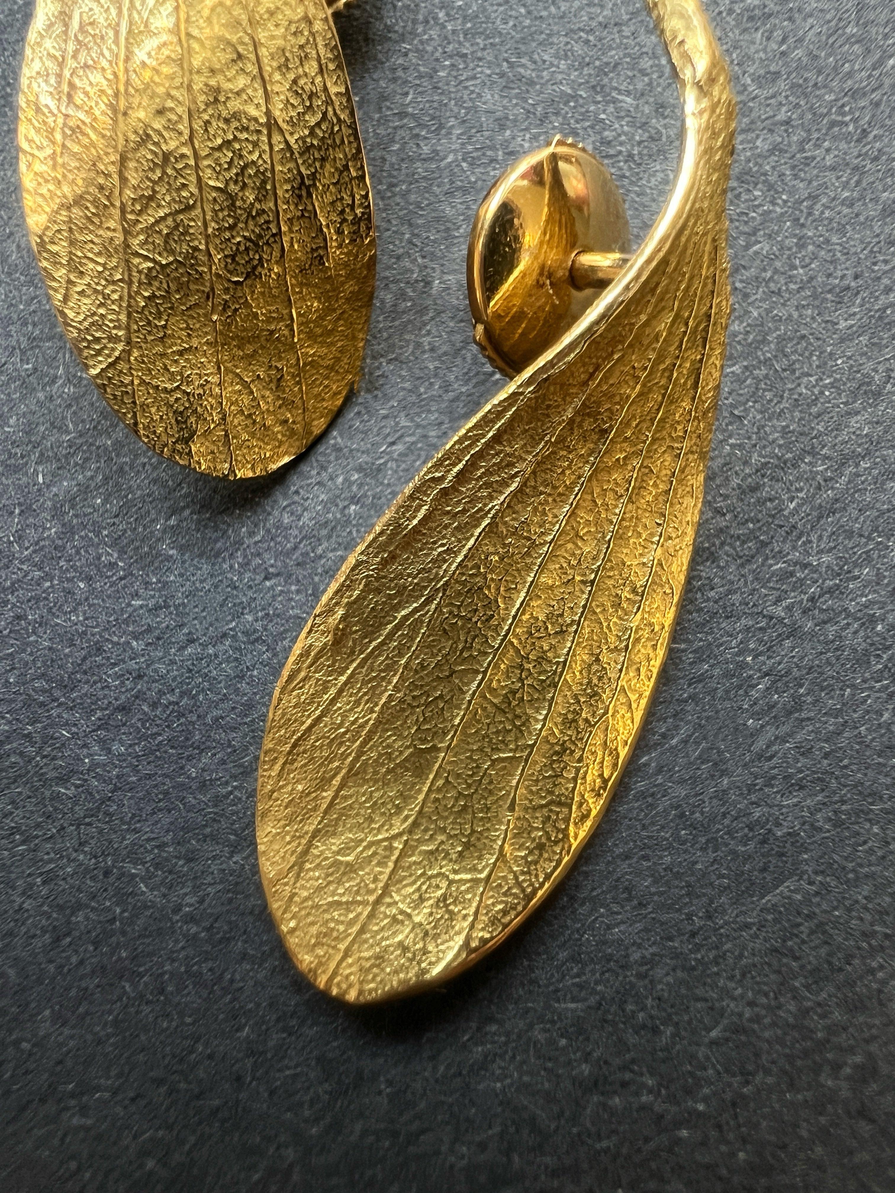 French vintage 18K Gold Mistletoe Earrings