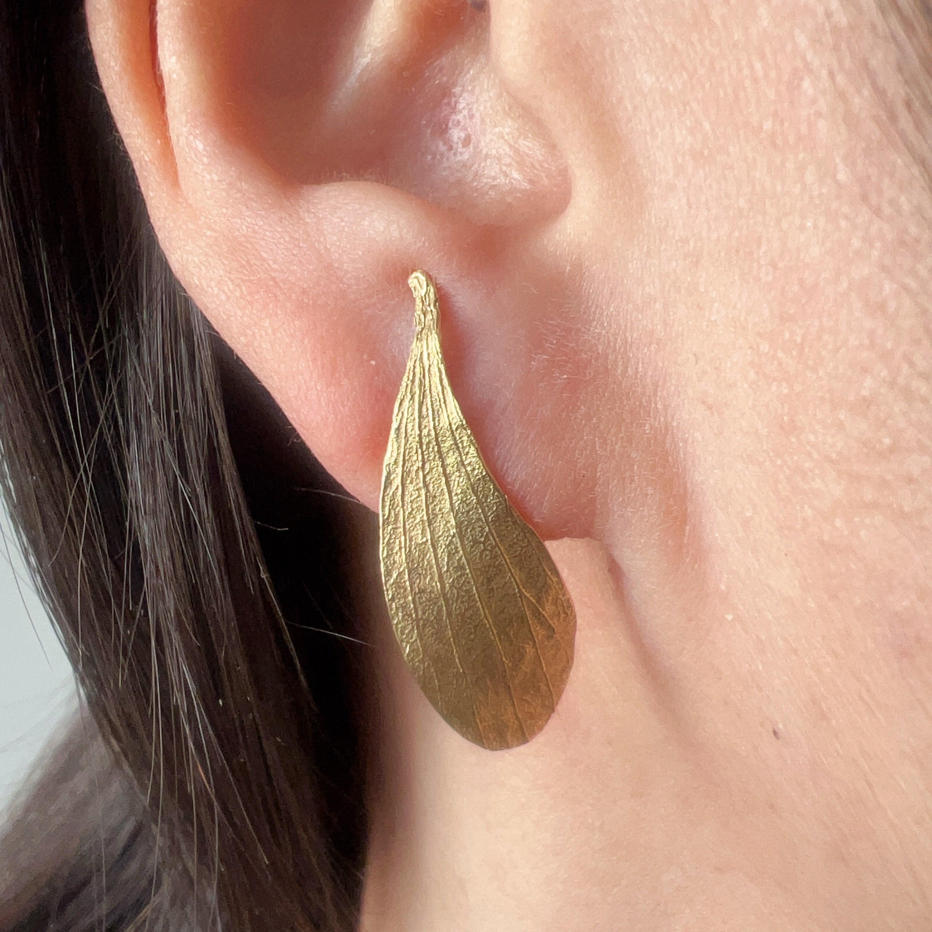 French vintage 18K Gold Mistletoe Earrings