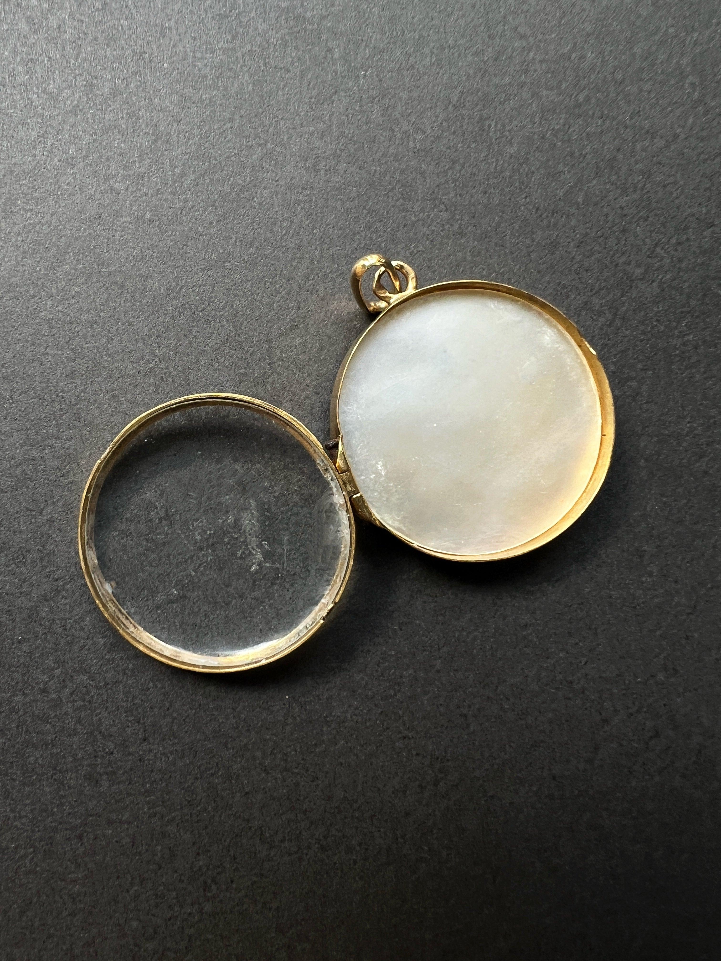 Victorian Era 14K Gold Diamond "M" Locket Pendant
