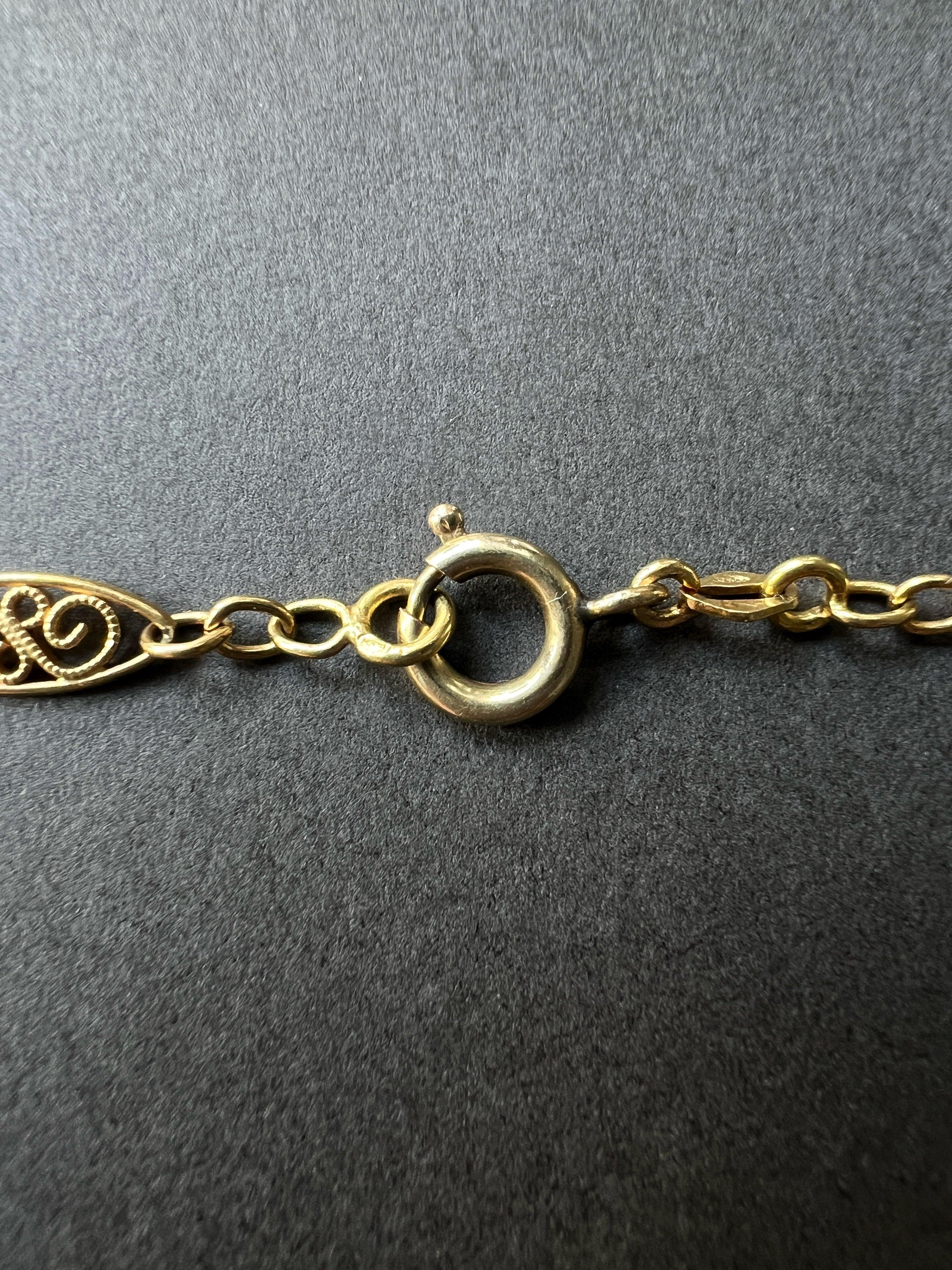 French antique 18ct filigree gold chain necklace