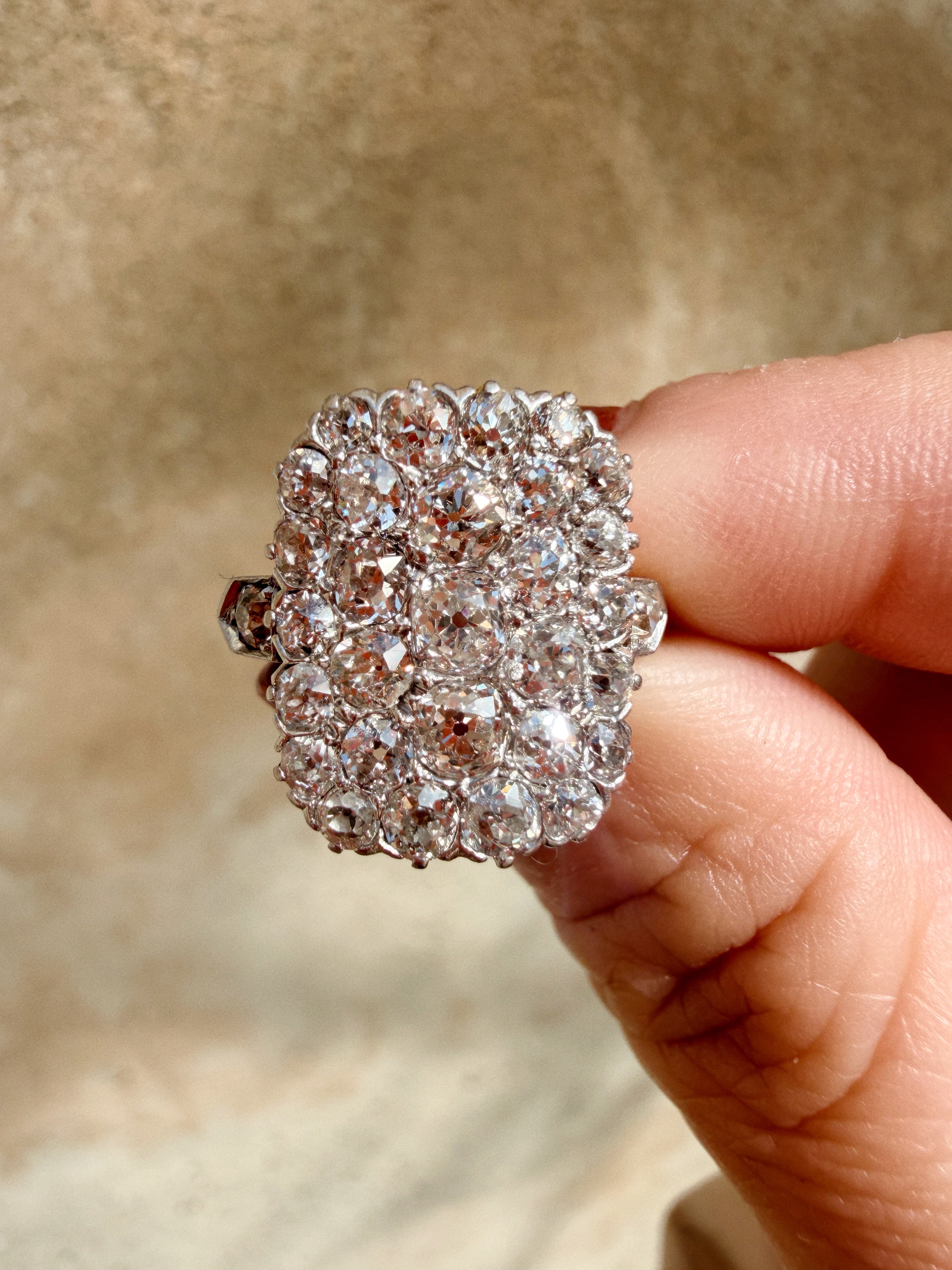Art Deco 18K gold old mine cut diamond ring