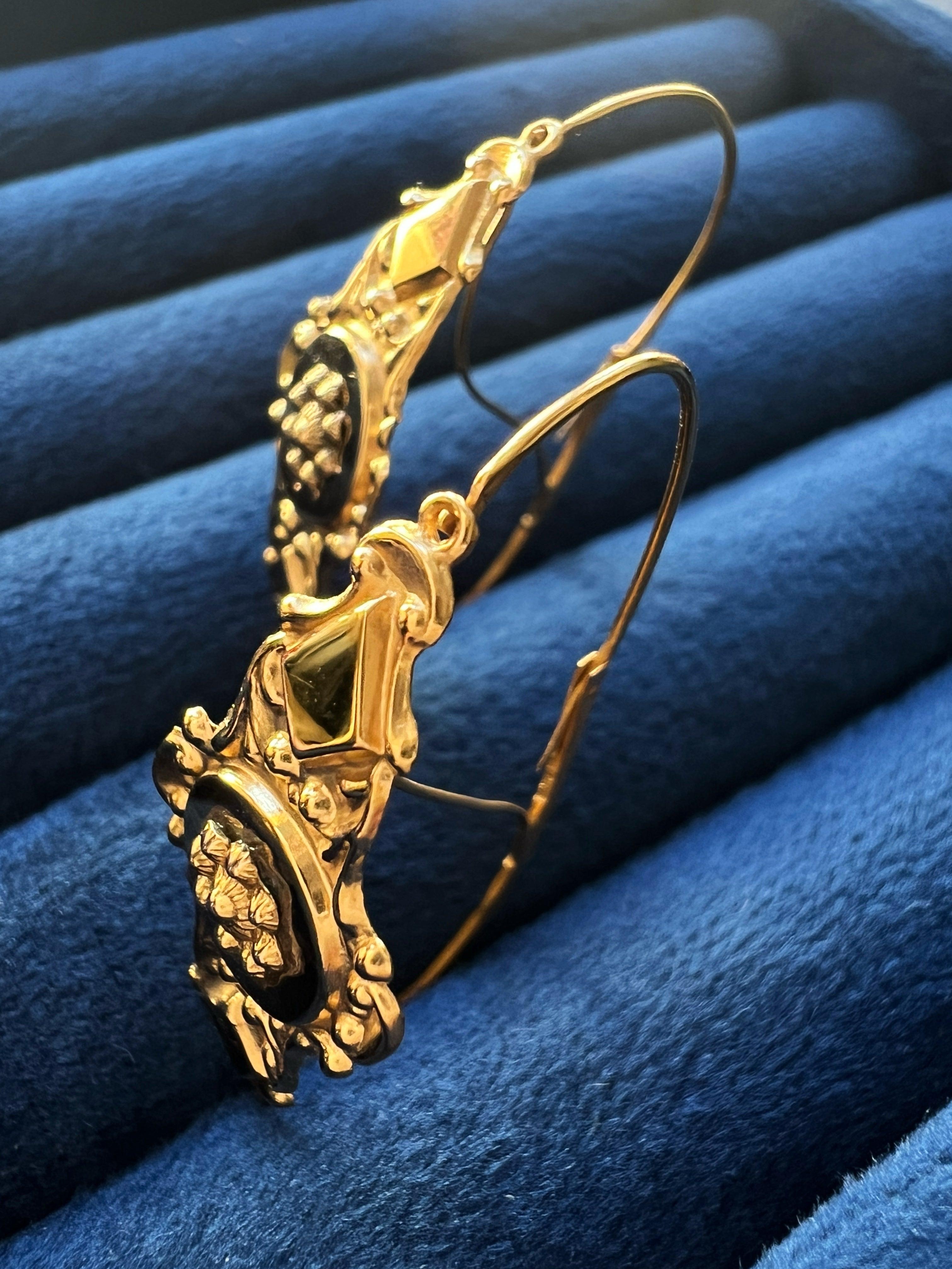 Reserved - Georgian era French work 18K Gold Poissarde Earrings