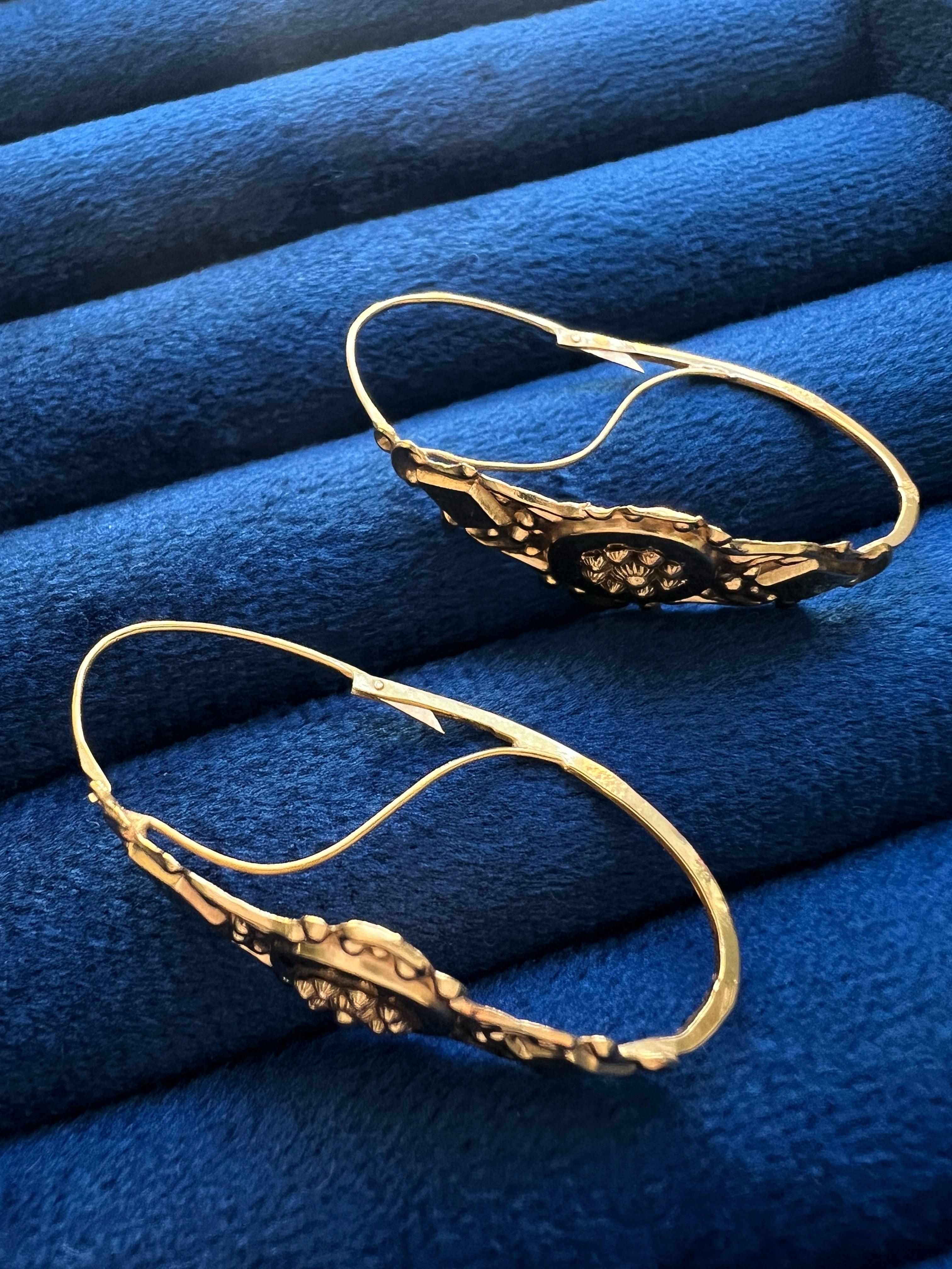 Reserved - Georgian era French work 18K Gold Poissarde Earrings
