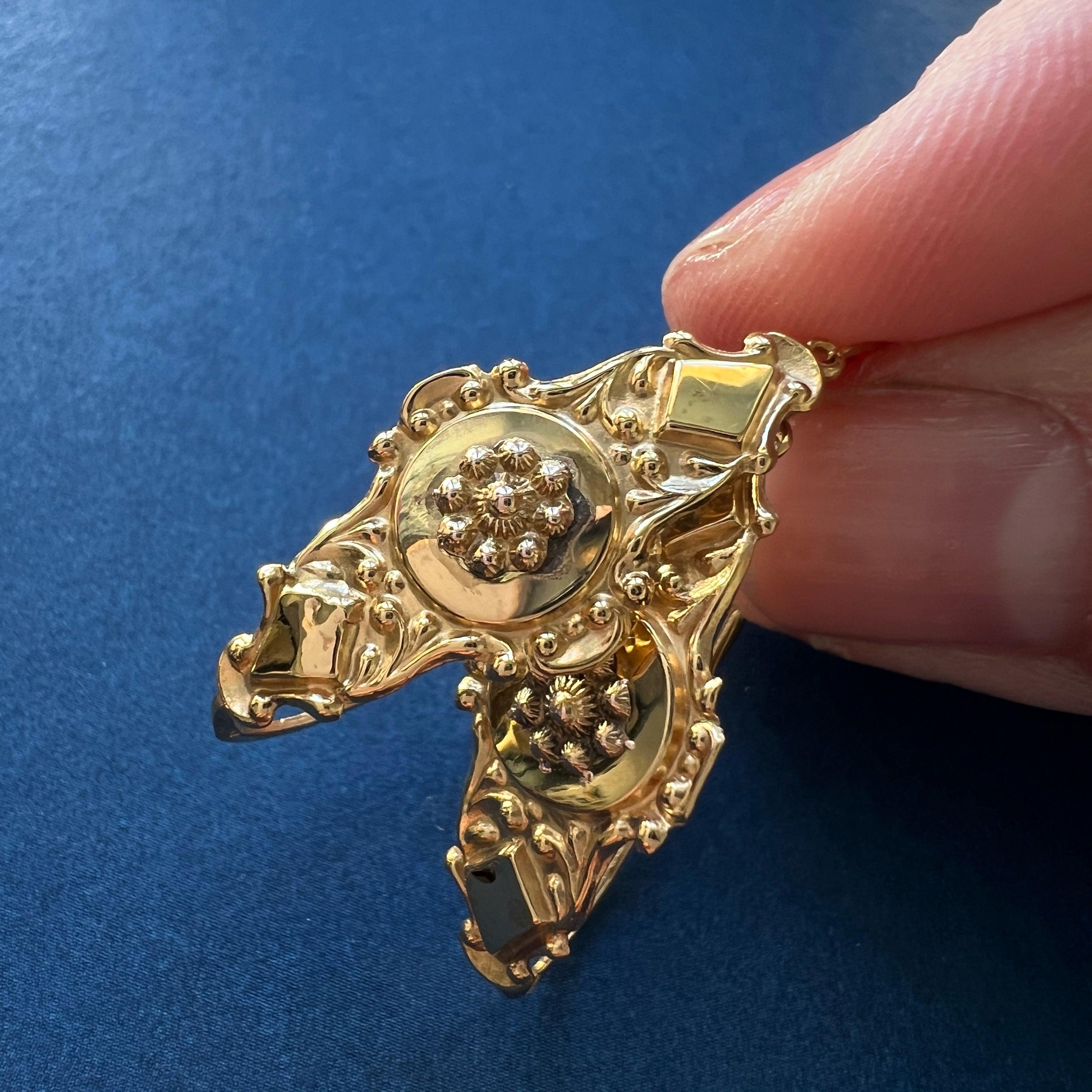 Reserved - Georgian era French work 18K Gold Poissarde Earrings