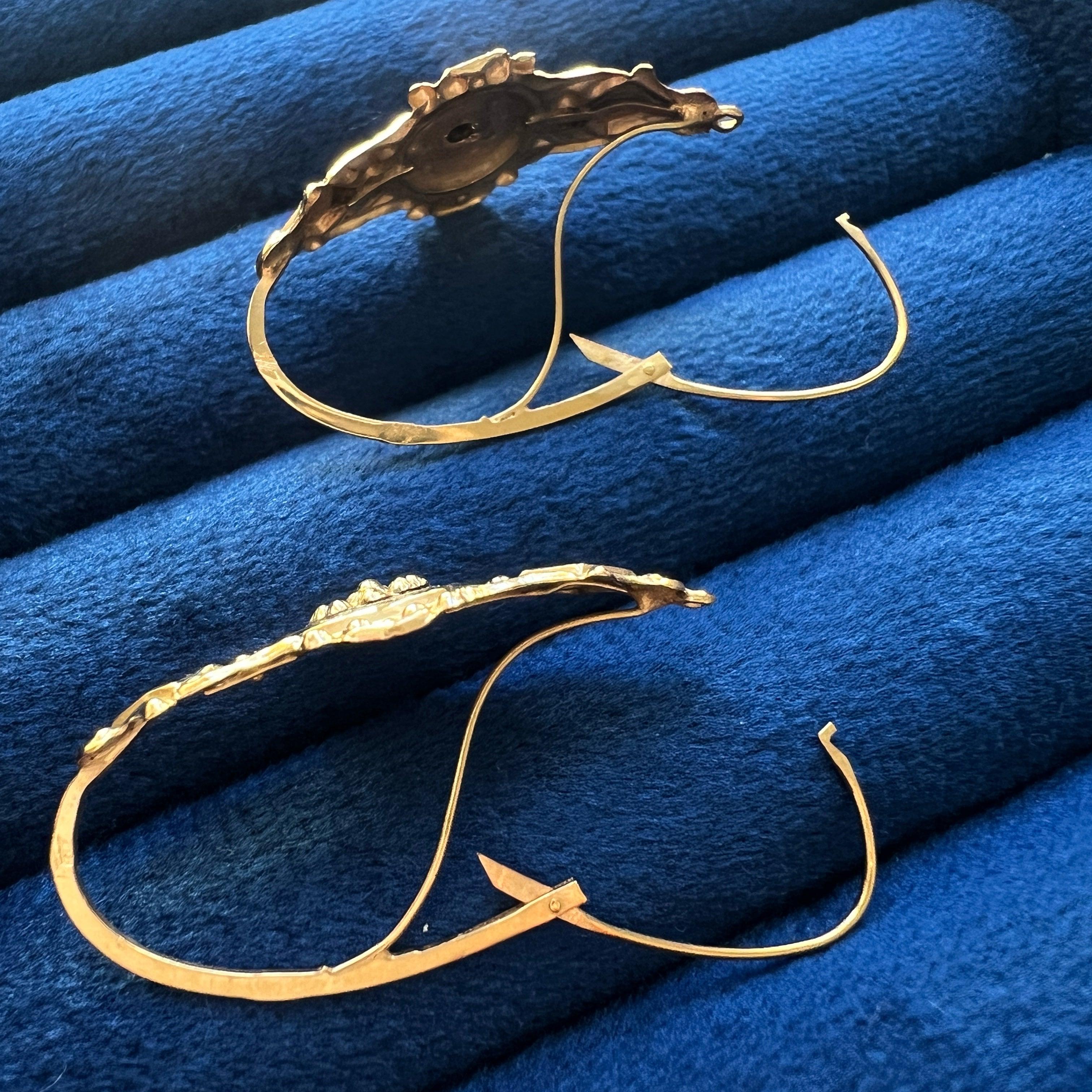 Reserved - Georgian era French work 18K Gold Poissarde Earrings