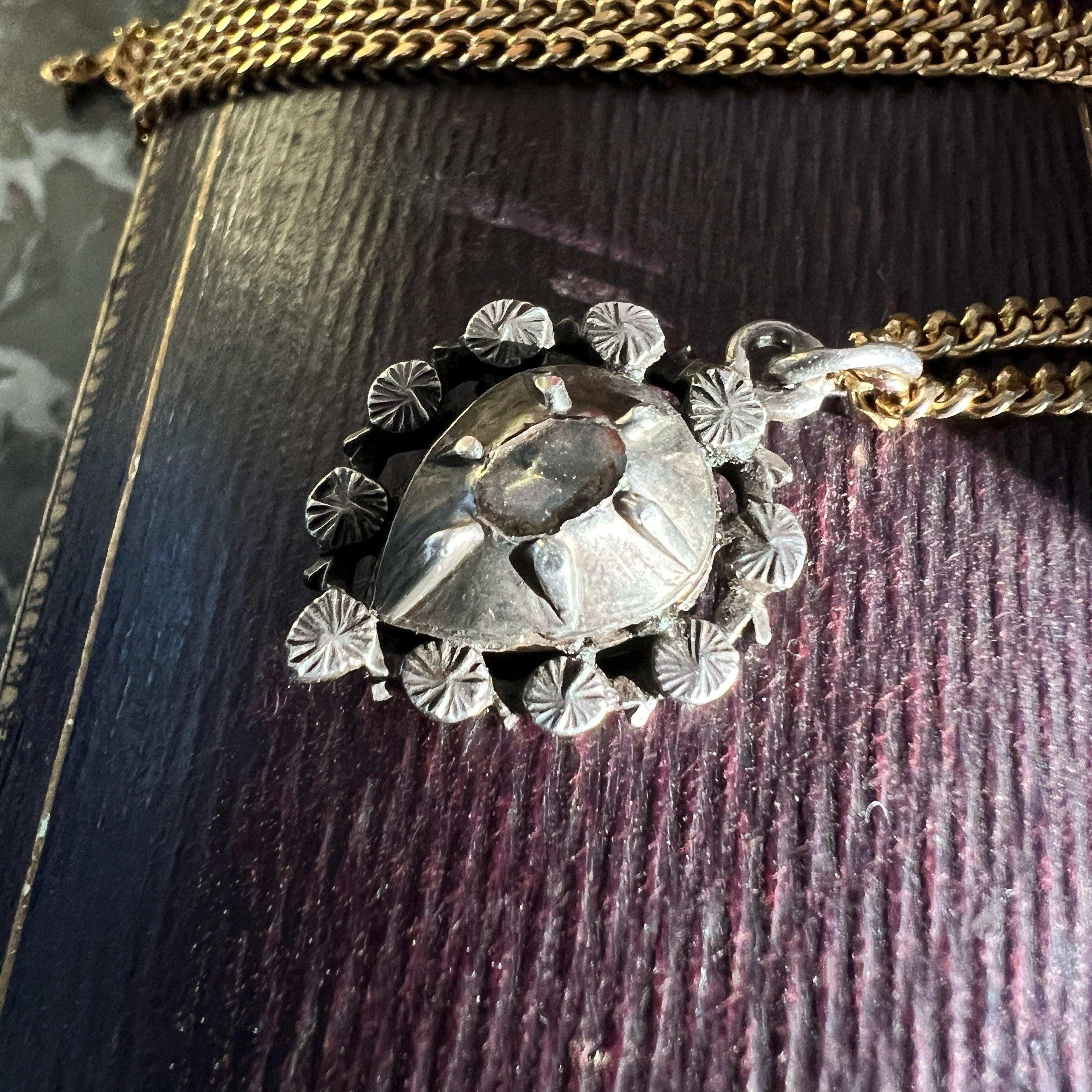 Georgian Silver Diamond Puffy Heart Pendant
