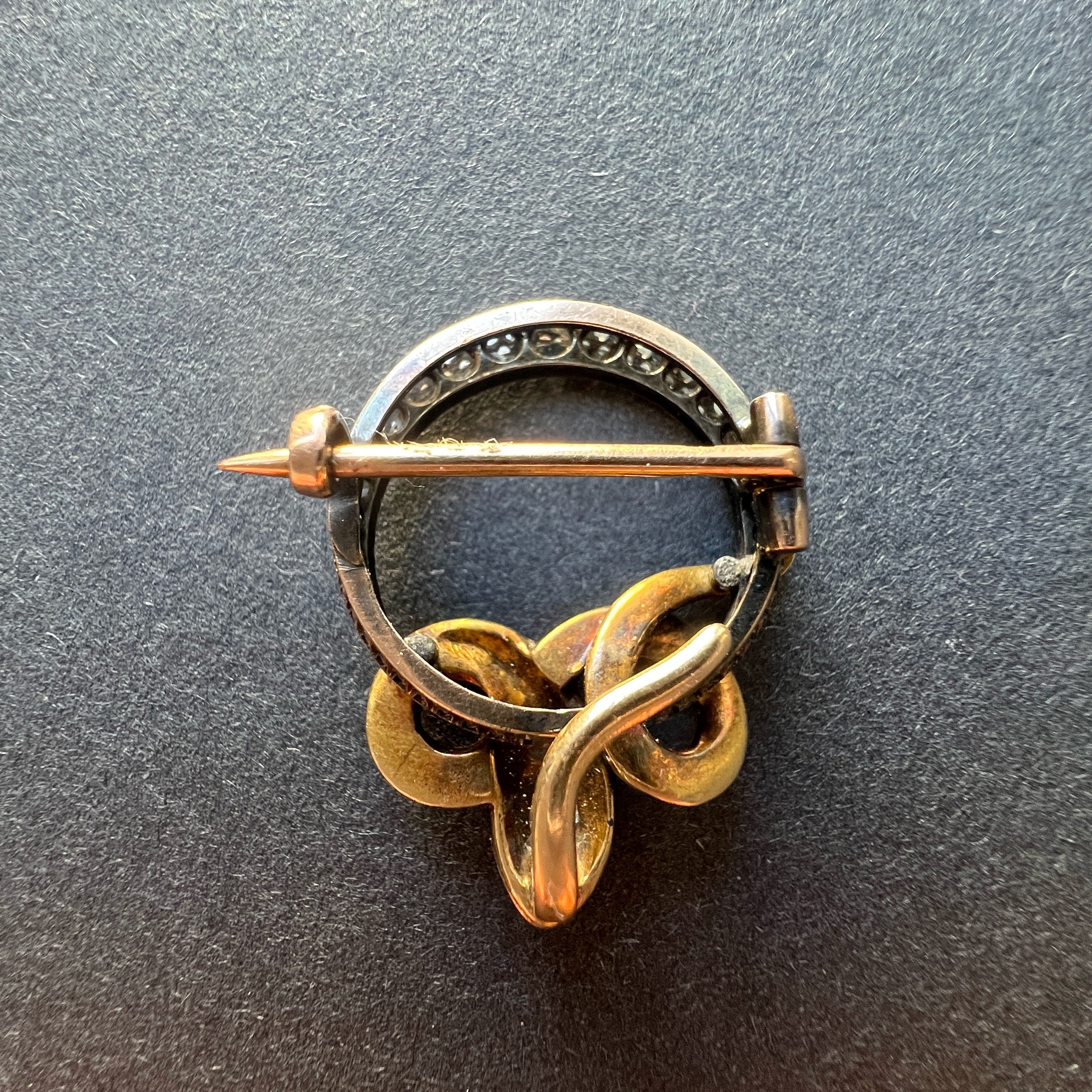 Victorian era 18K Gold Diamond Snake Brooch Pendant
