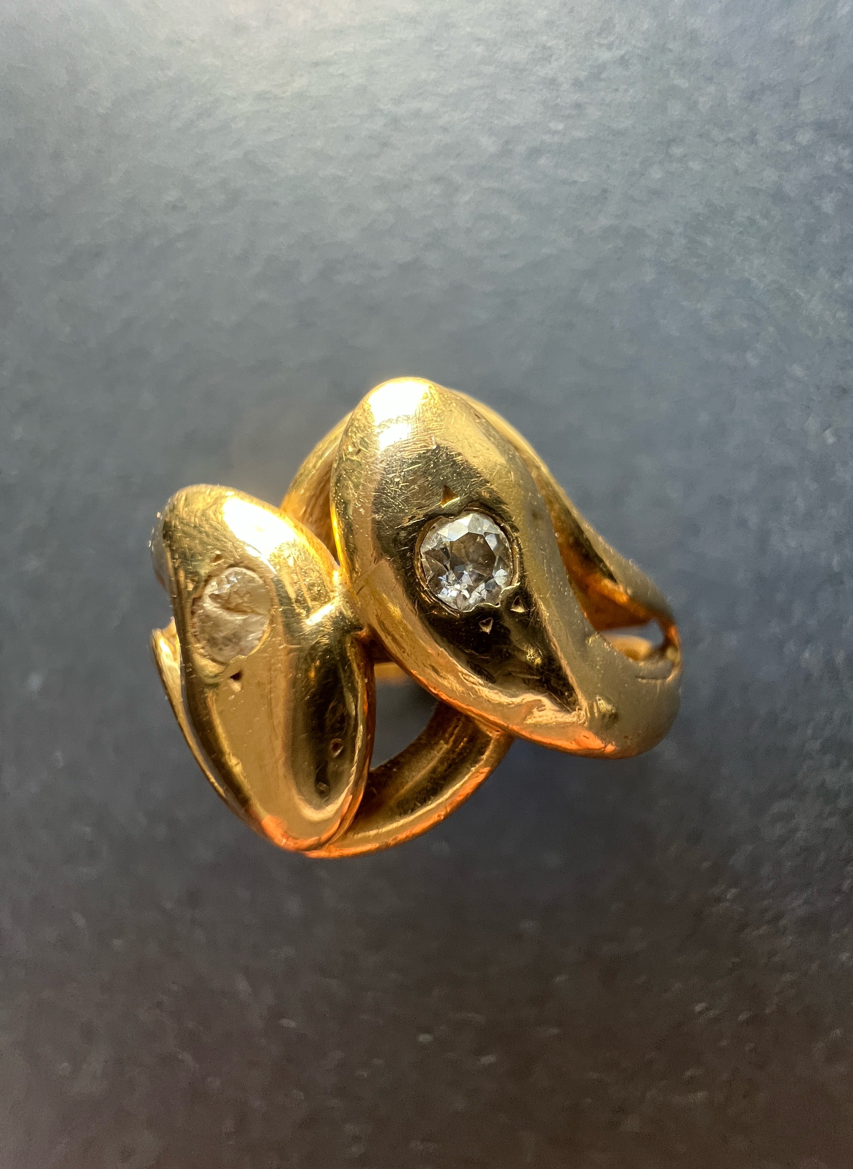 Victorian 18K Gold Double Snake diamond Ring