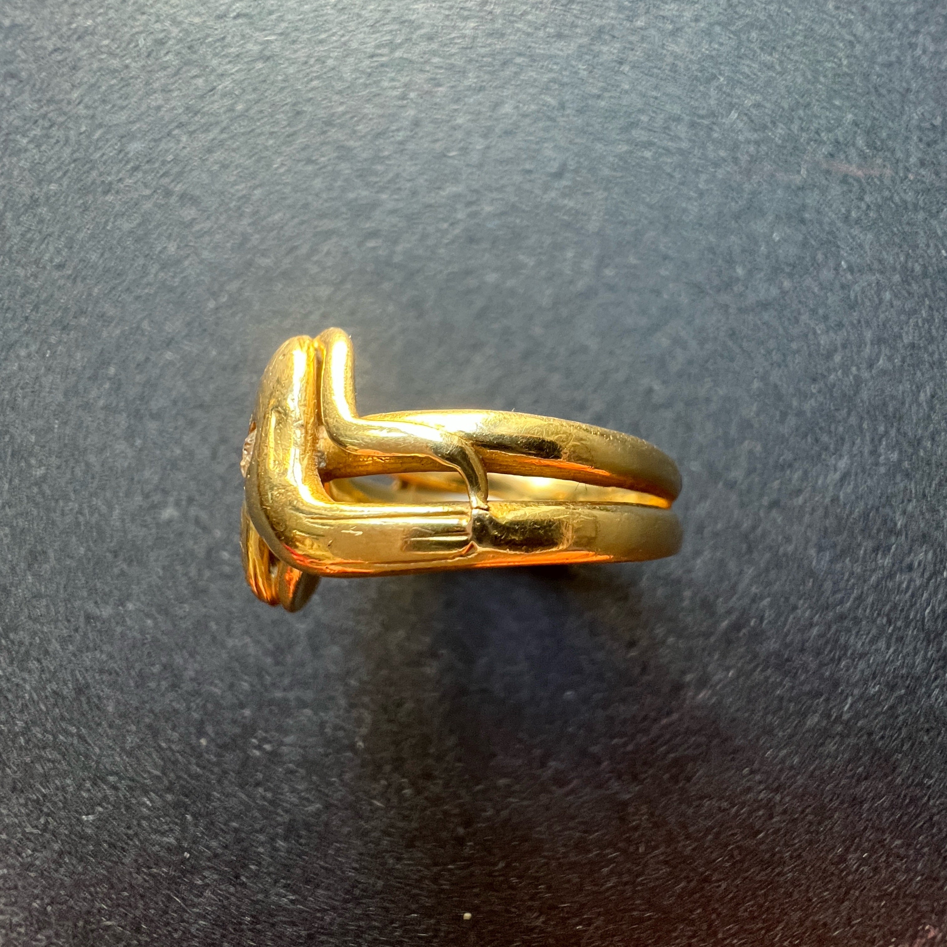 Victorian 18K Gold Double Snake diamond Ring