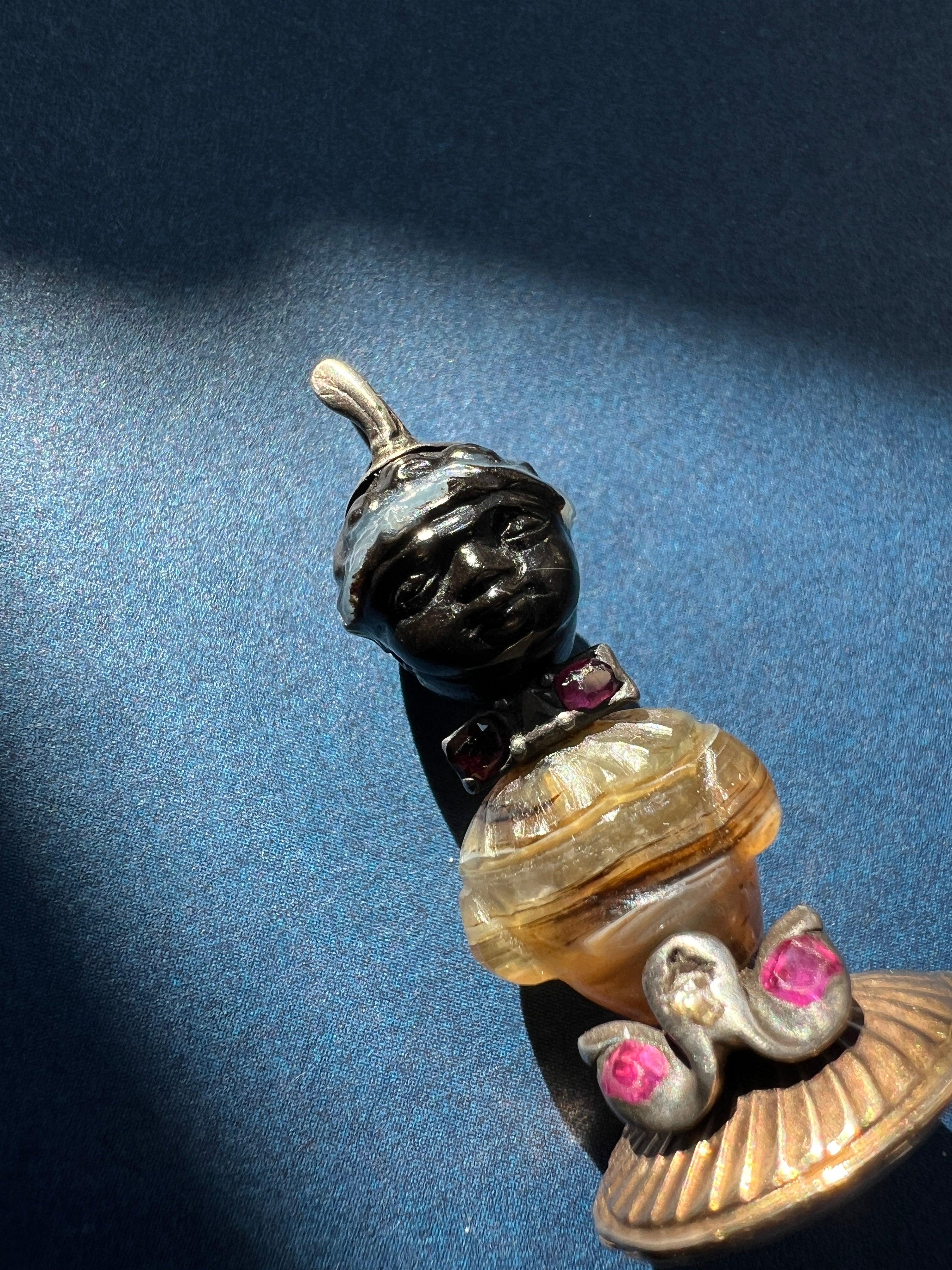 Reserved for M - Georgian era blackamoor agate seal