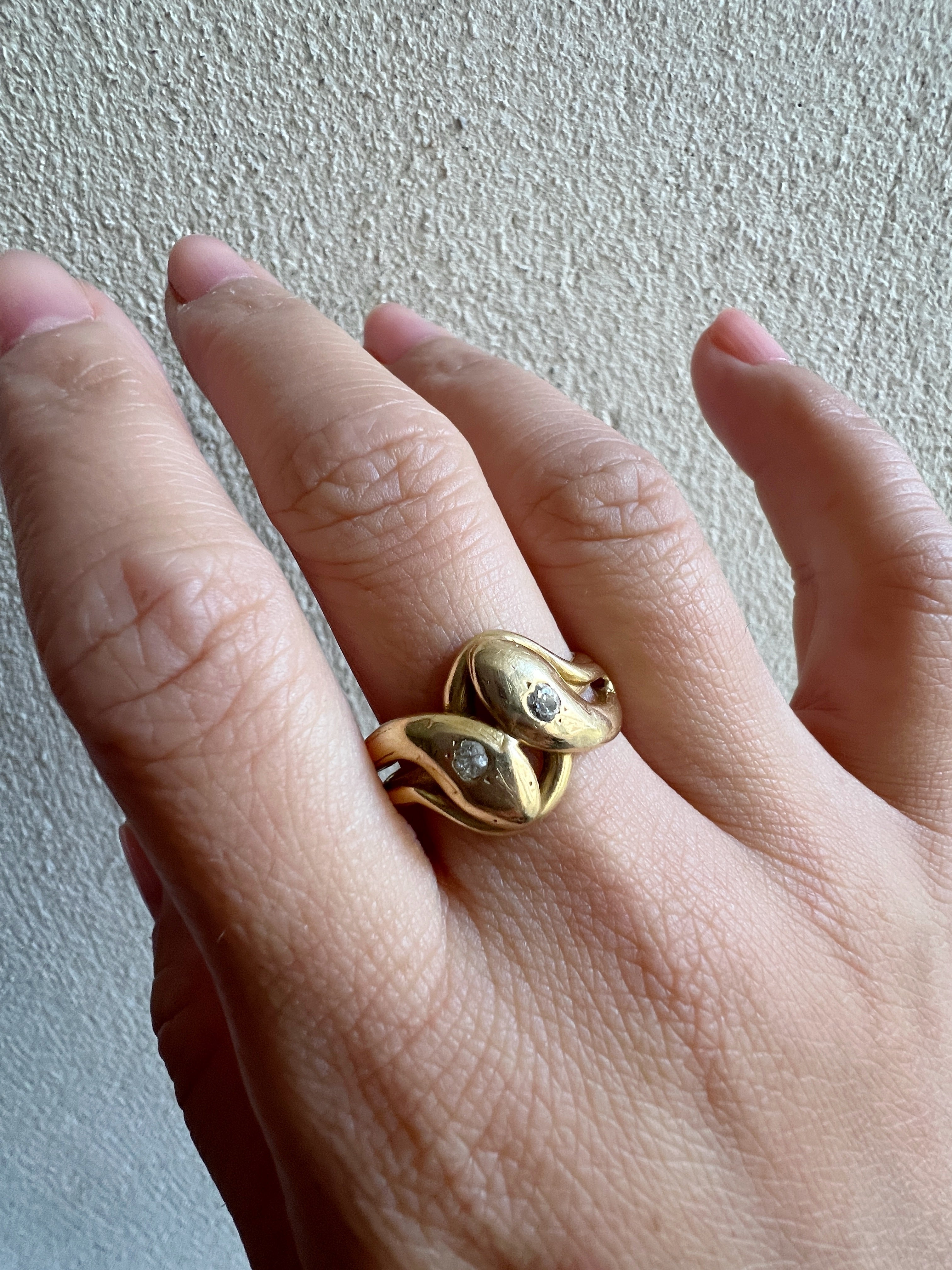 Victorian 18K Gold Double Snake diamond Ring