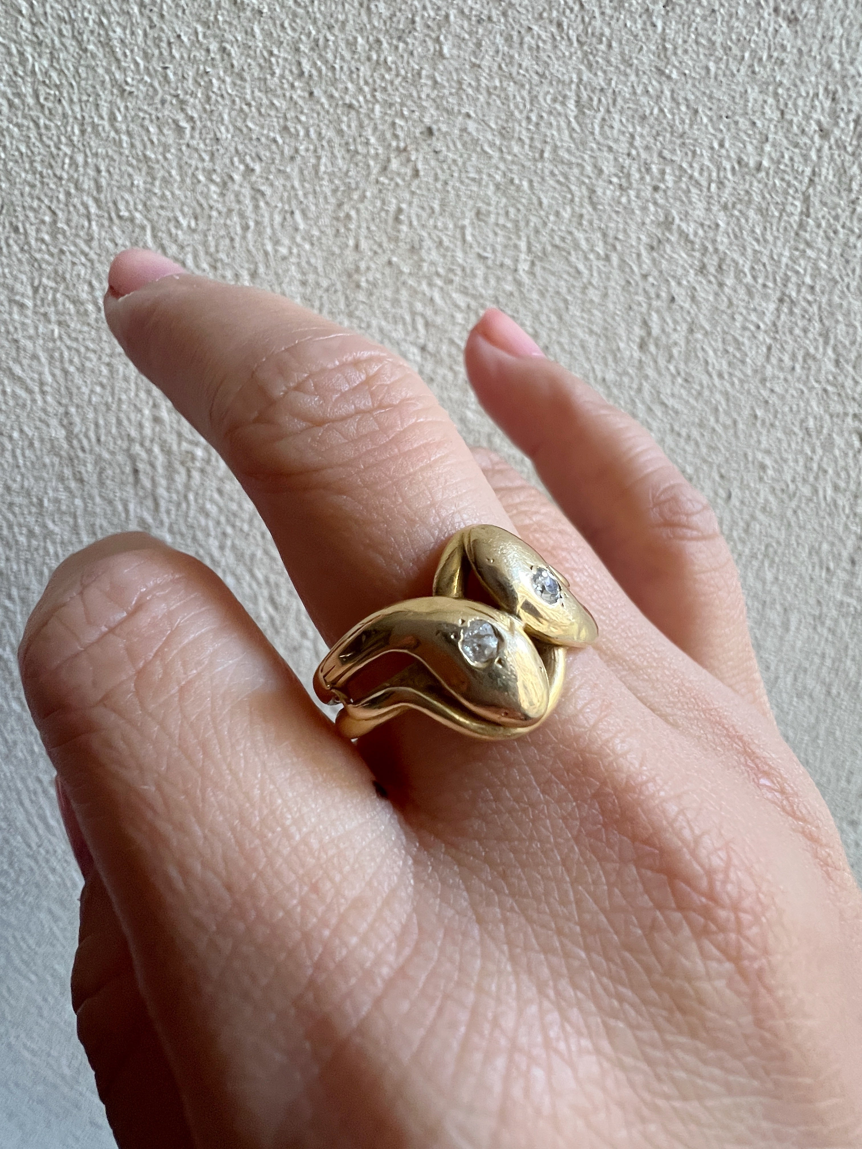 Victorian 18K Gold Double Snake diamond Ring
