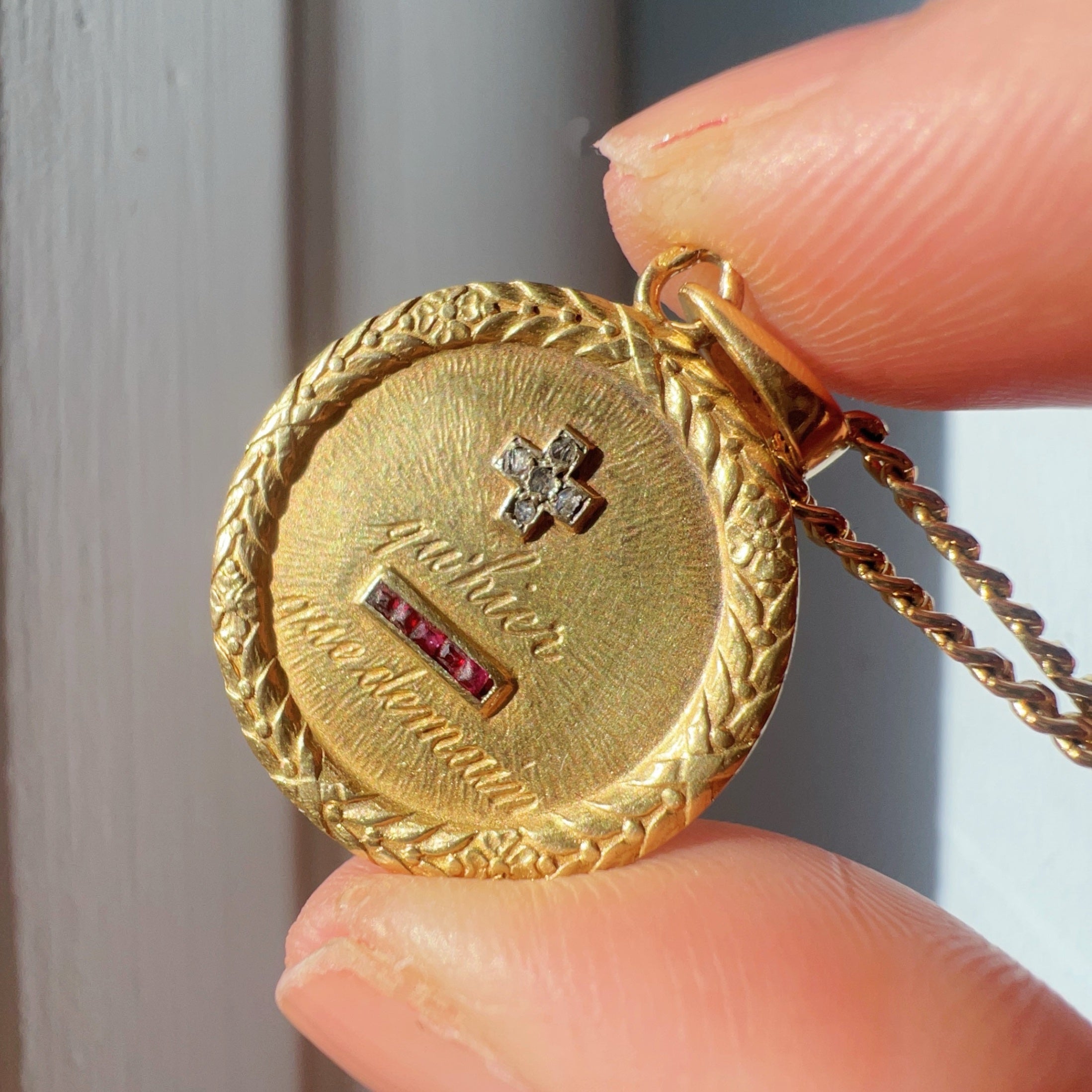 Antique 18K gold Augis Love Medal