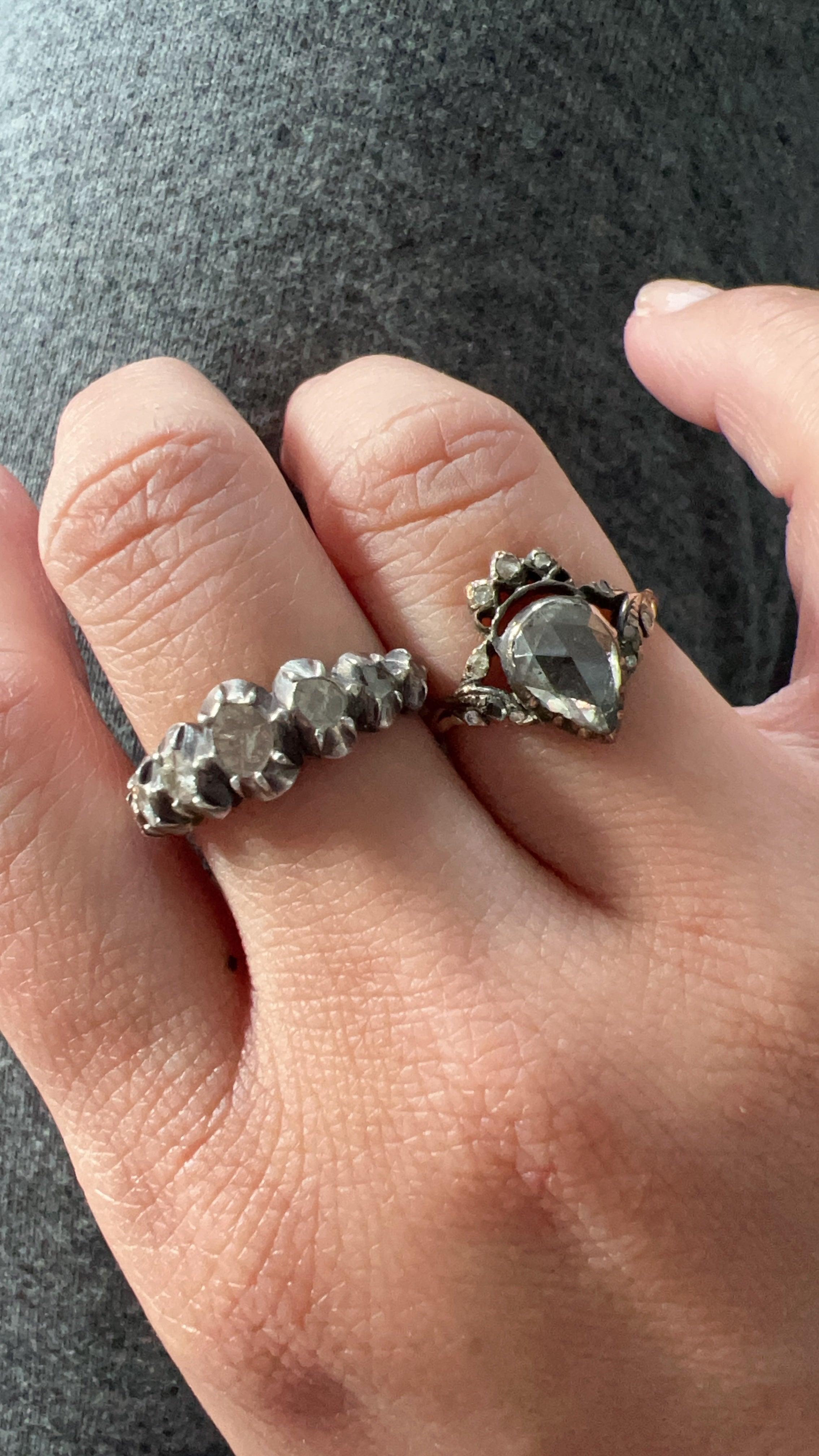Reserved - Georgian era 18K gold silver diamond heart ring