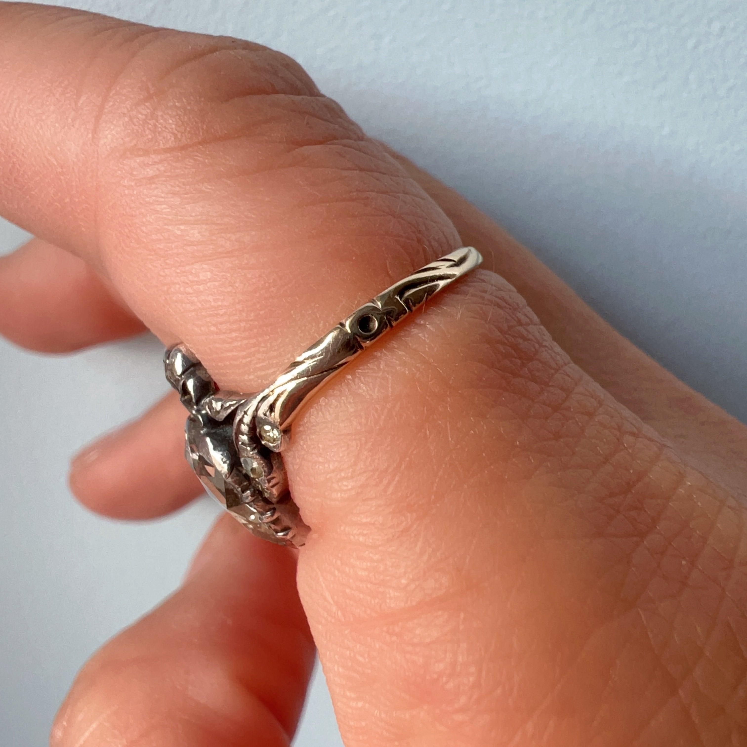 Reserved - Georgian era 18K gold silver diamond heart ring