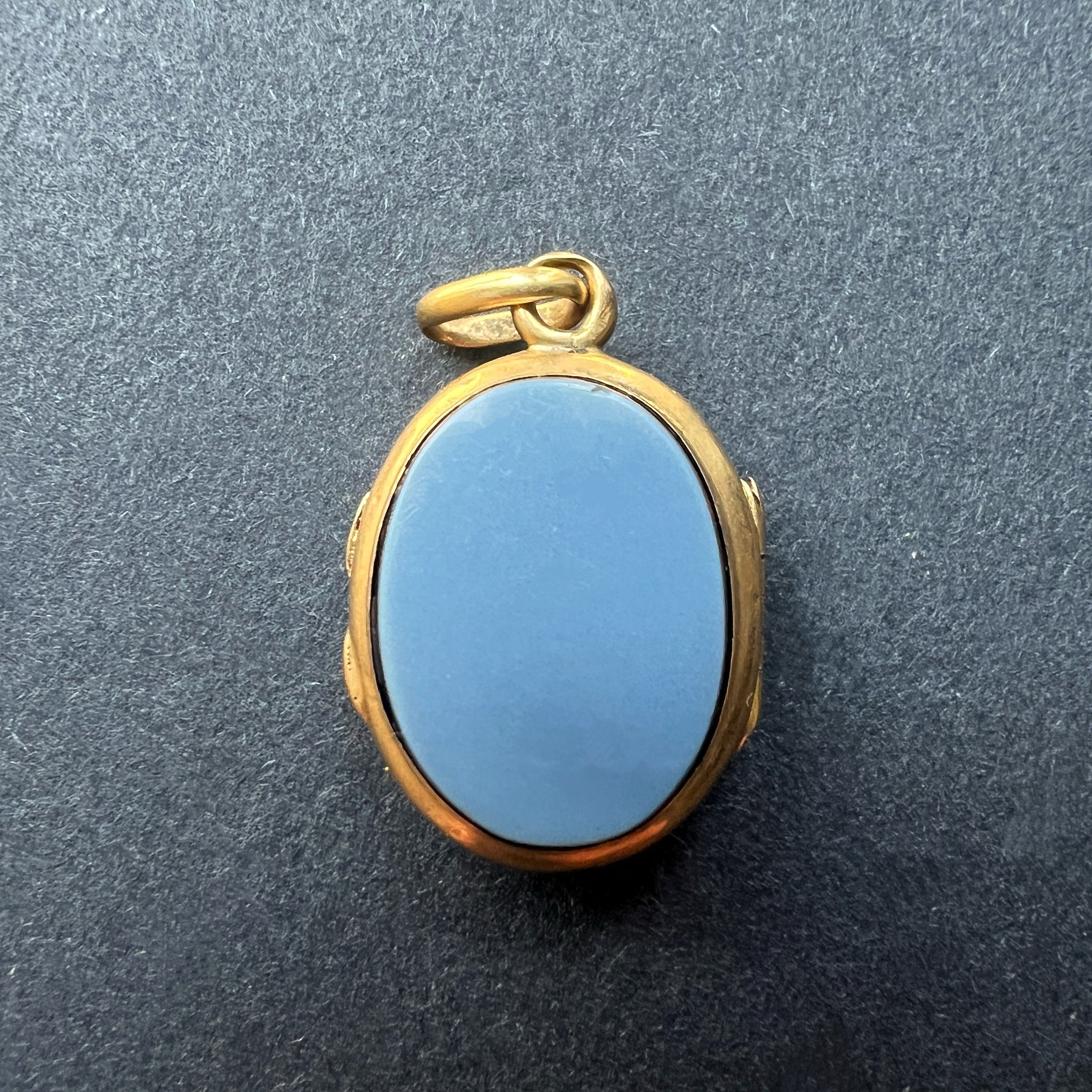 Victorian 18K Gold Faith, Hope & Charity agate intaglio Locket Pendant