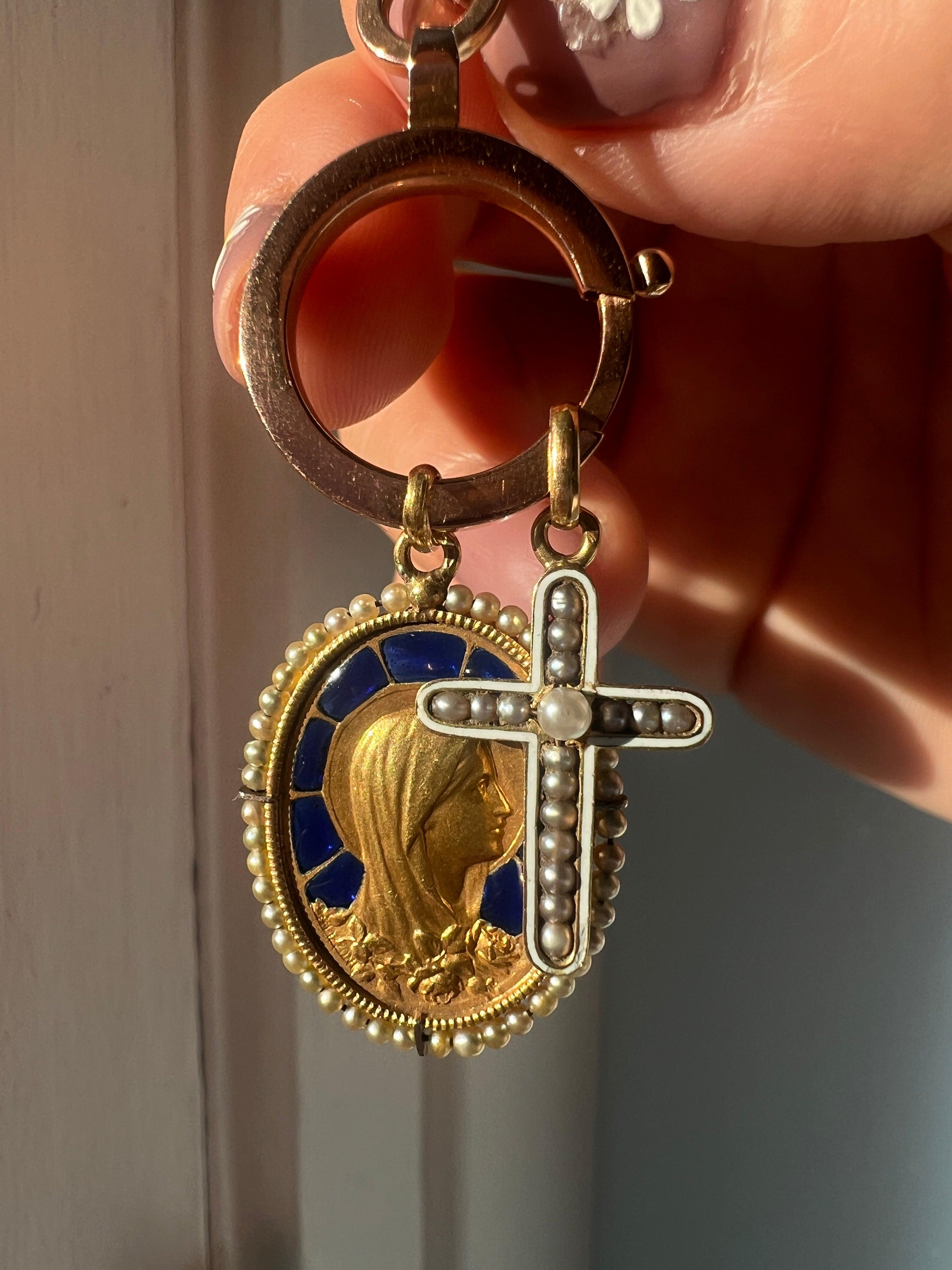 Antique large 18K rose gold bolt ring / Charm holder / chain connector - Curiously timeless