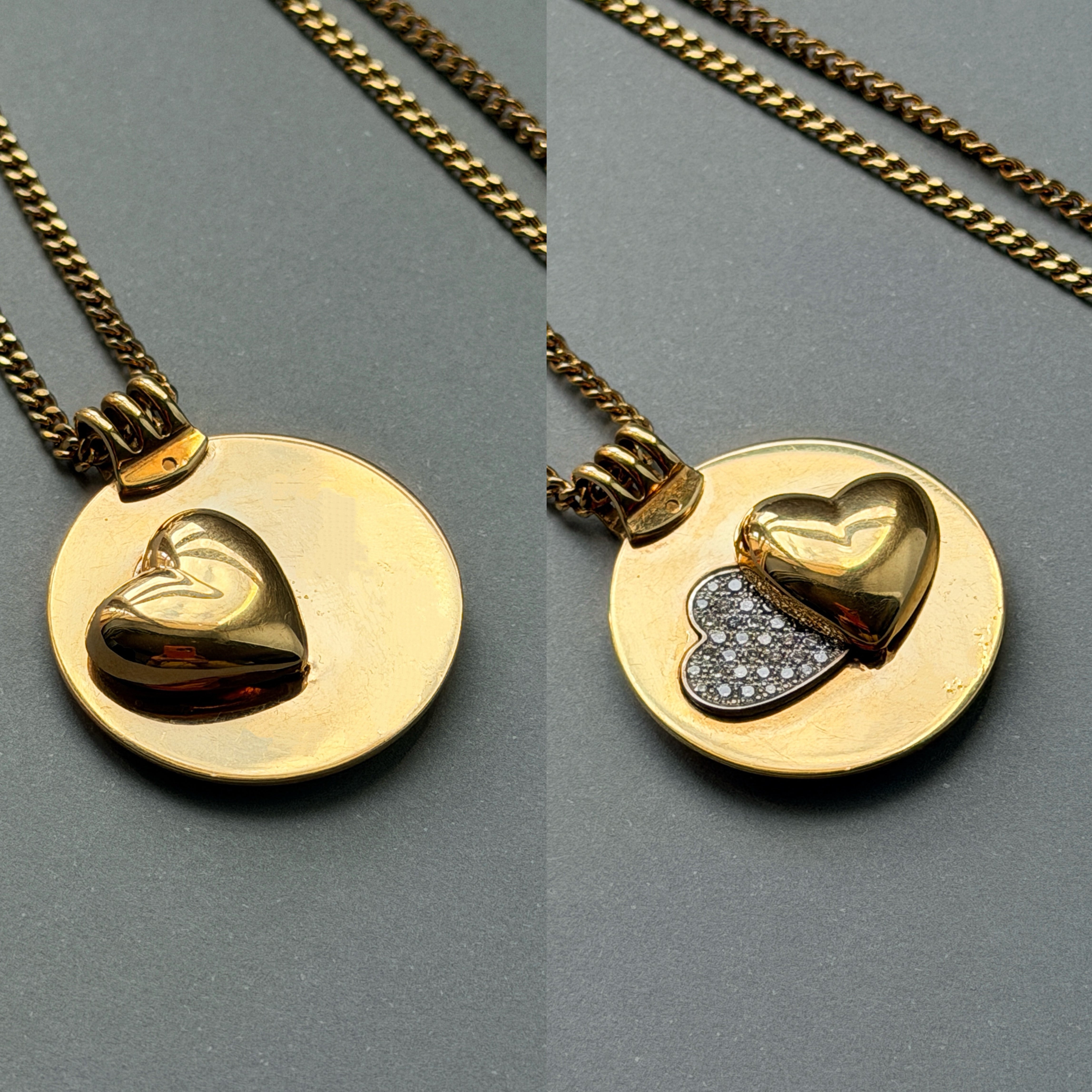 Mauboussin Paris Vintage 18K Gold Swinging diamond Heart Pendant