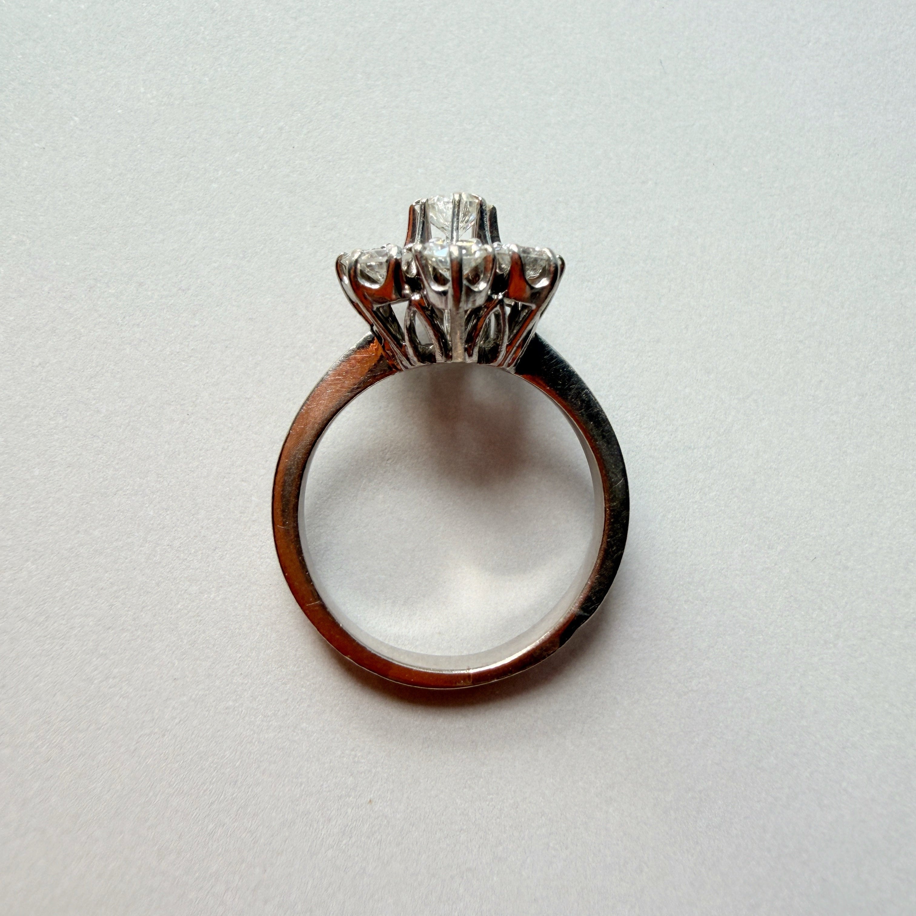 French Vintage 18K white gold 1.25ct diamond ring
