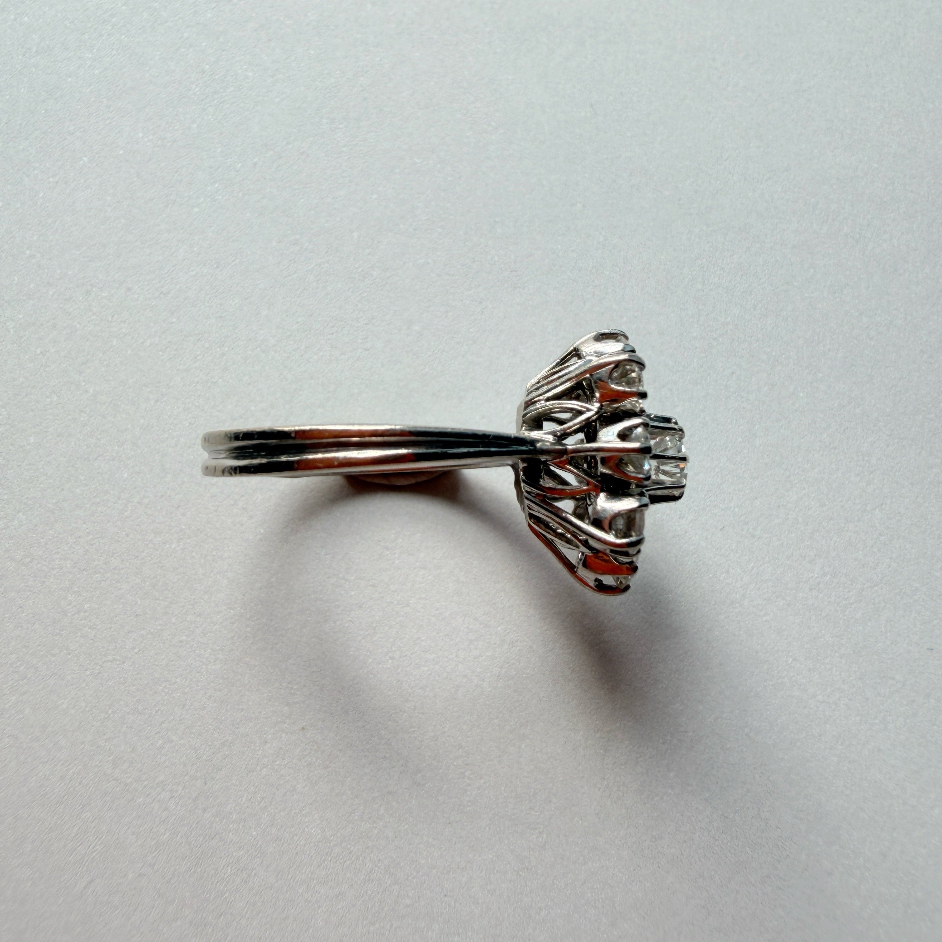 French Vintage 18K white gold 1.25ct diamond ring