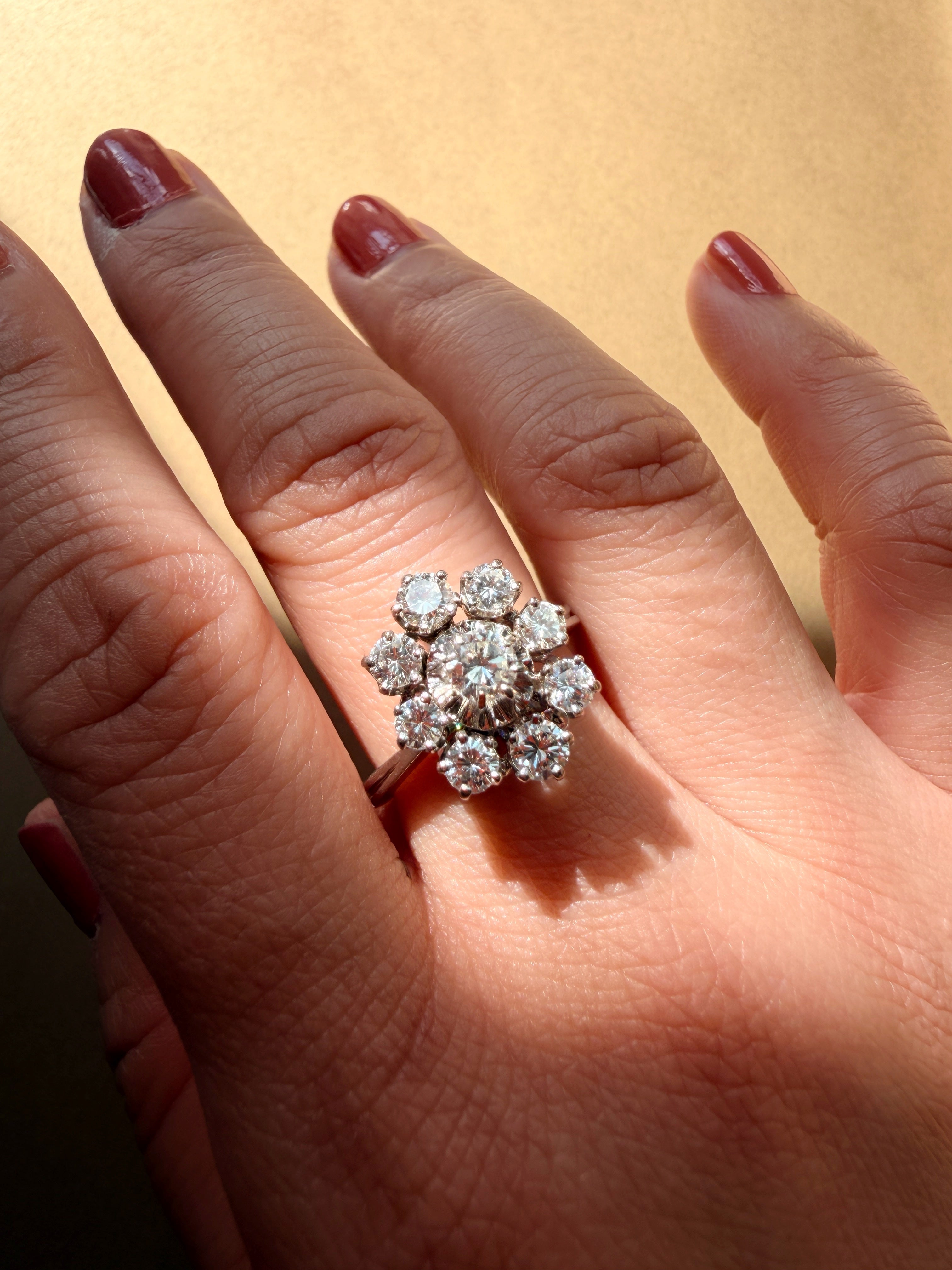 French Vintage 18K white gold 1.25ct diamond ring