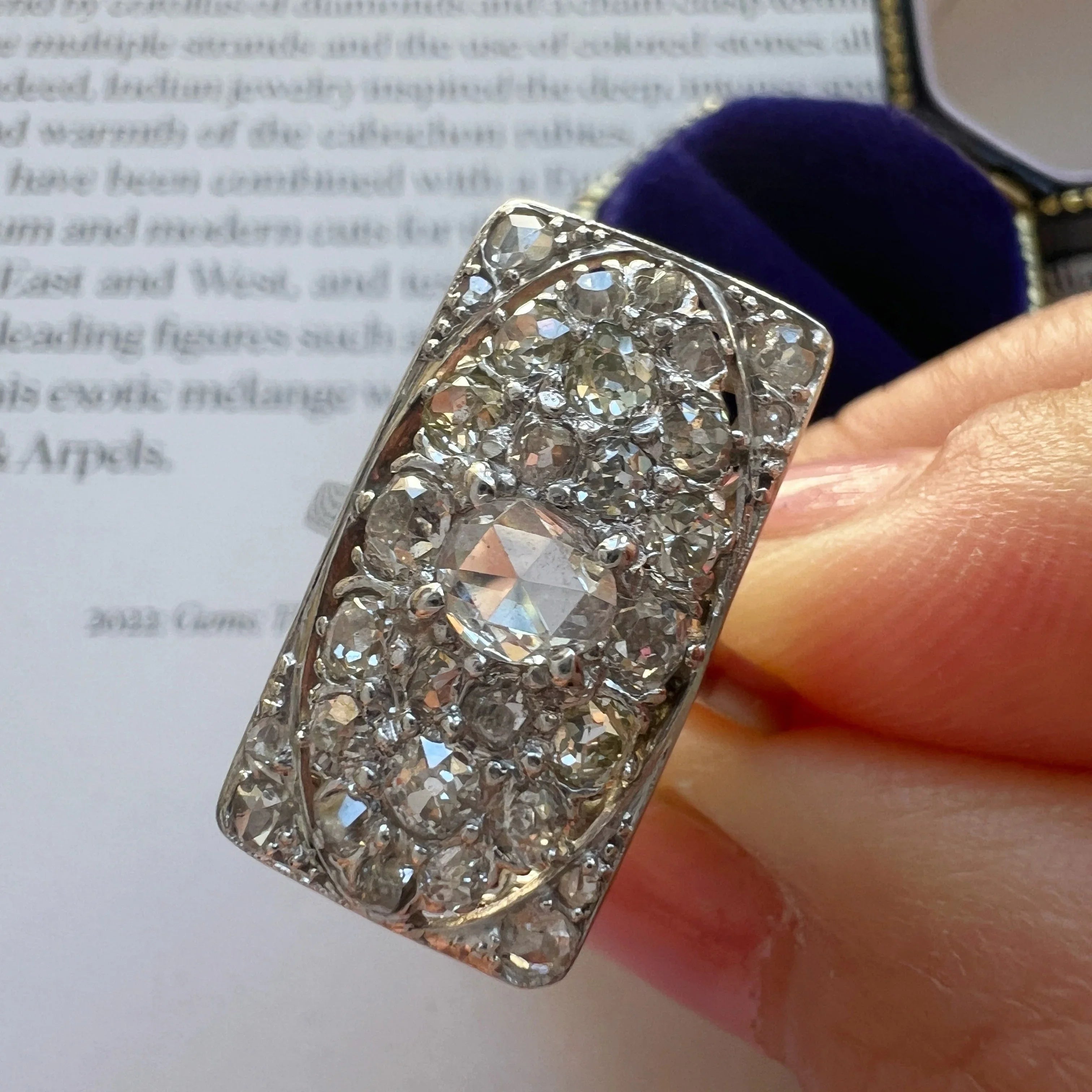 Art Deco French 18K White Gold 2ct antique Diamond Ring