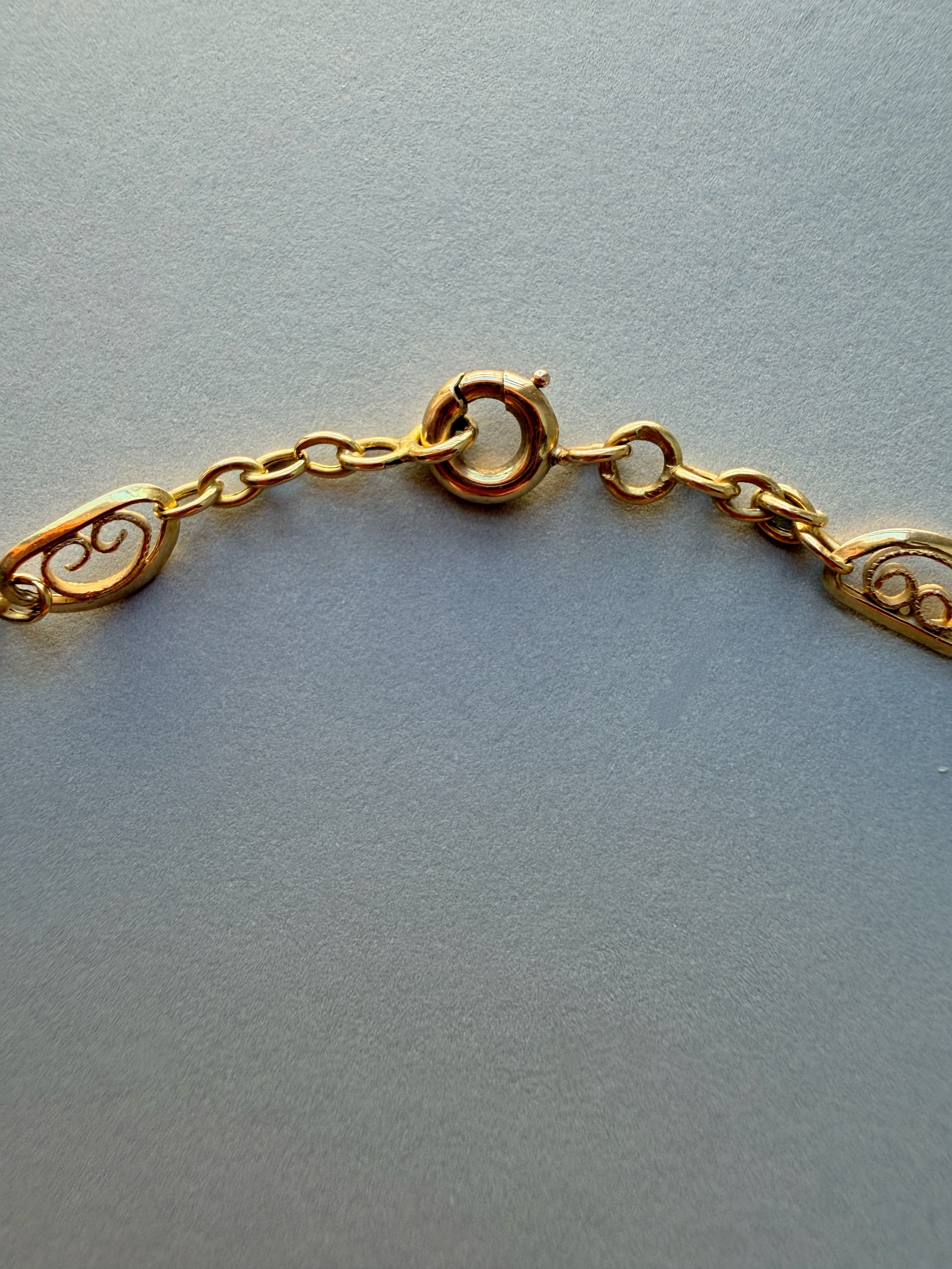 French Antique 18K Gold Draperie drop link Necklace