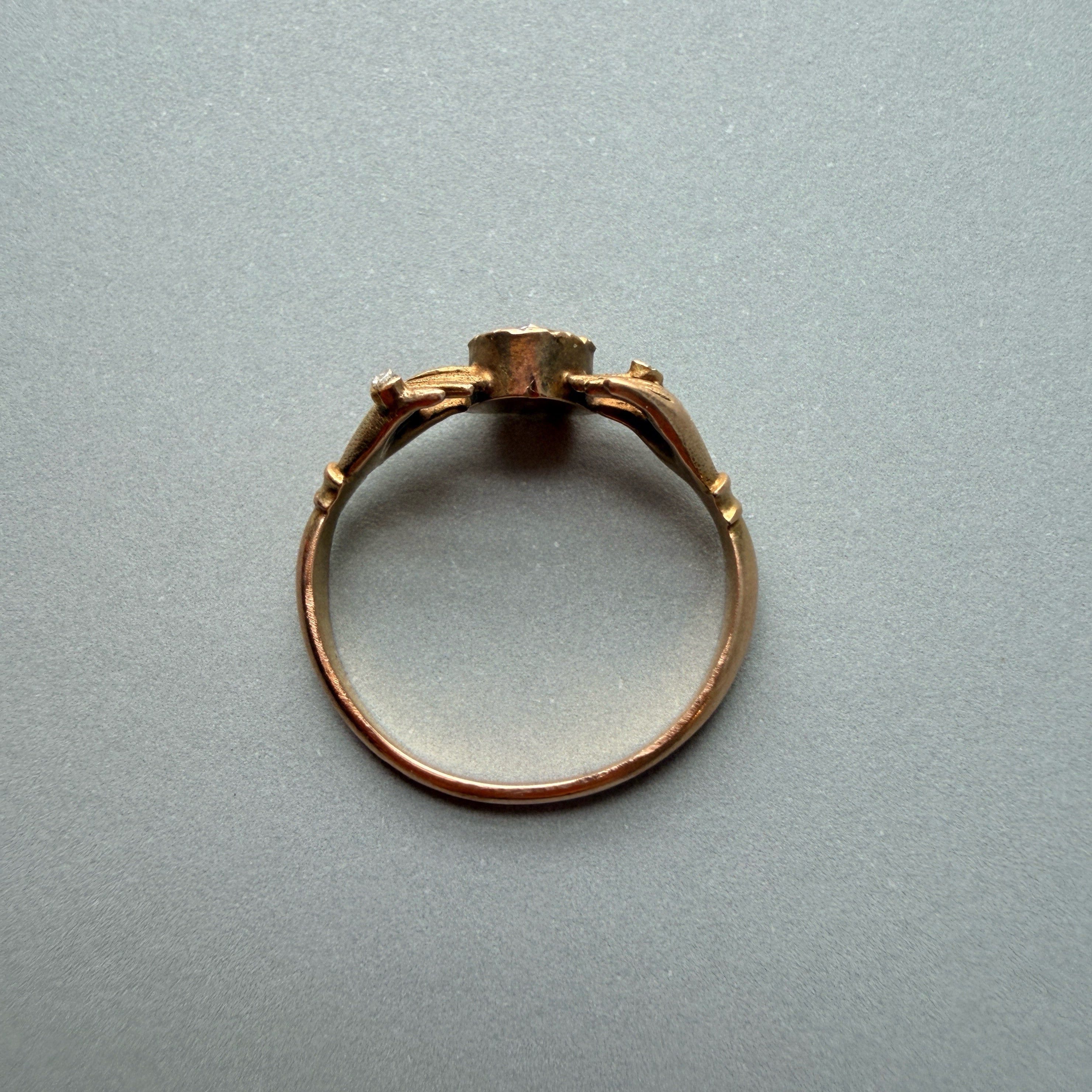 Rare Georgian 14k gold Hands of Loyalty Diamond Heart ring