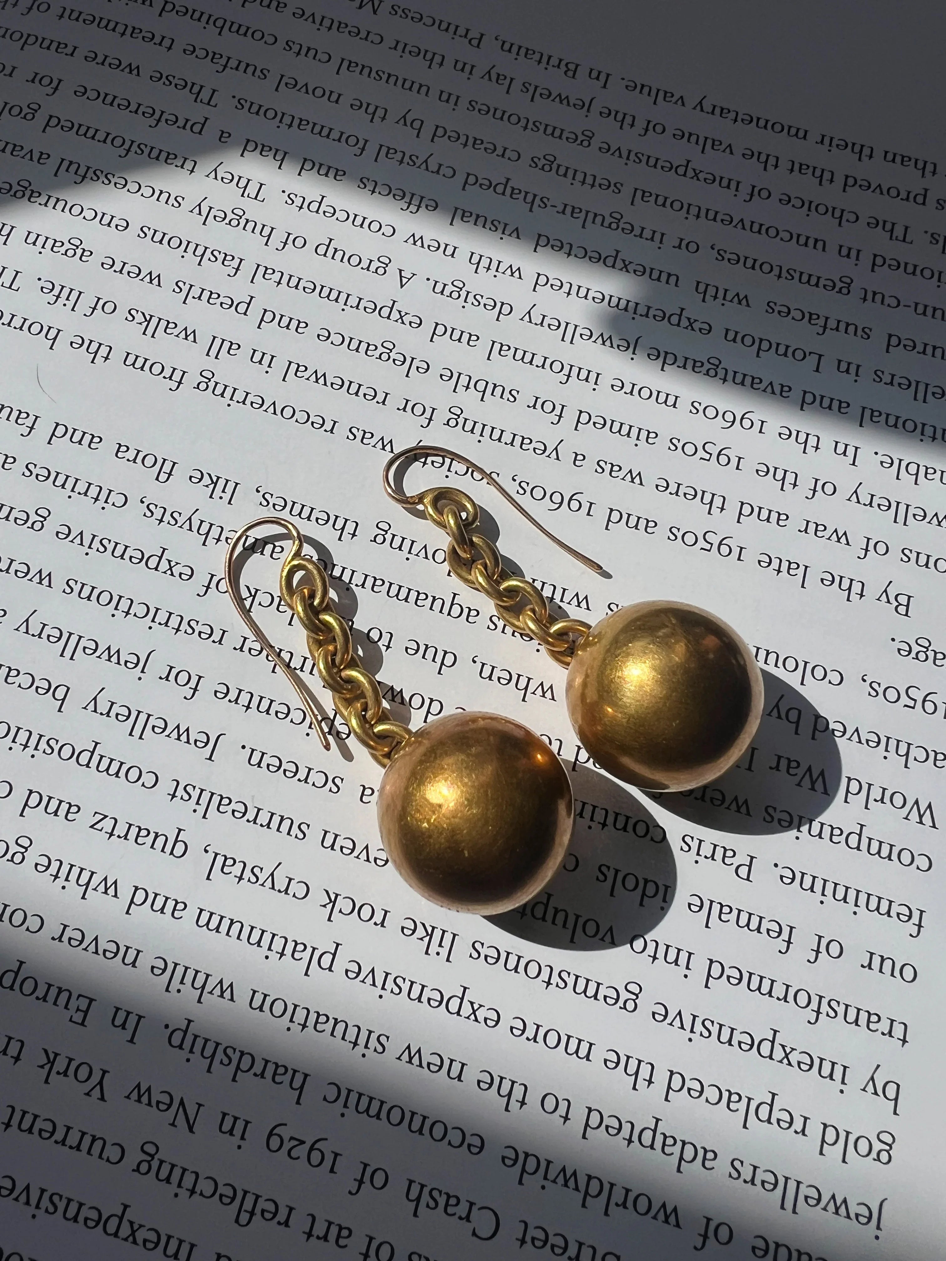 French antique Victorian era 18K Gold Orb Earrings