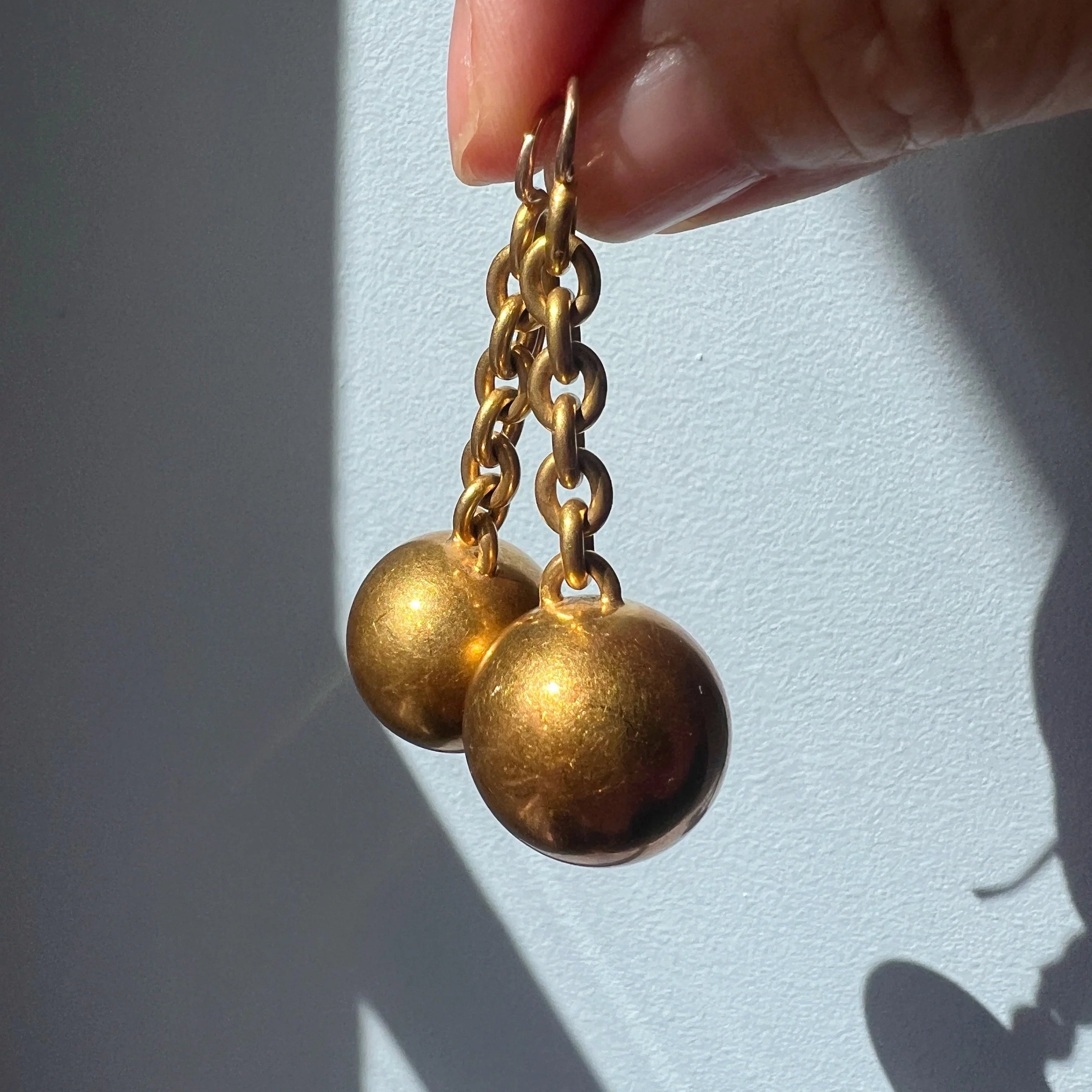 French antique Victorian era 18K Gold Orb Earrings