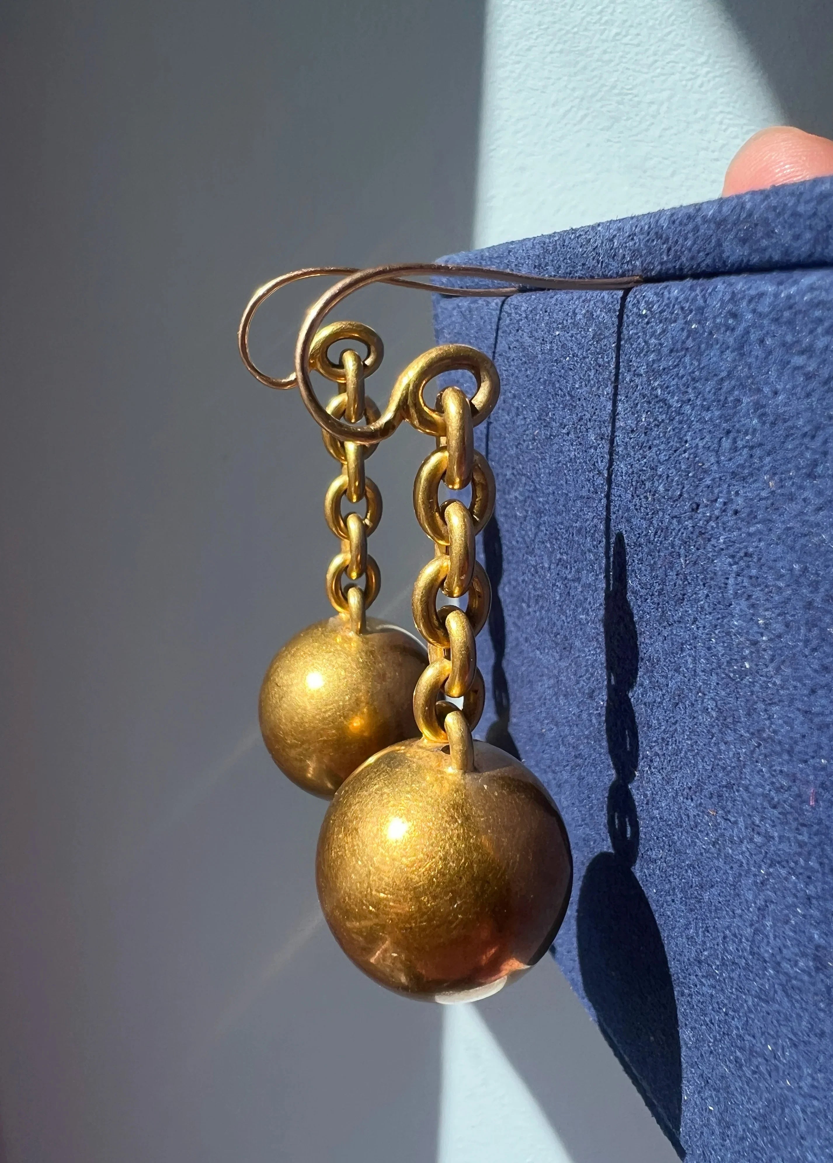 French antique Victorian era 18K Gold Orb Earrings