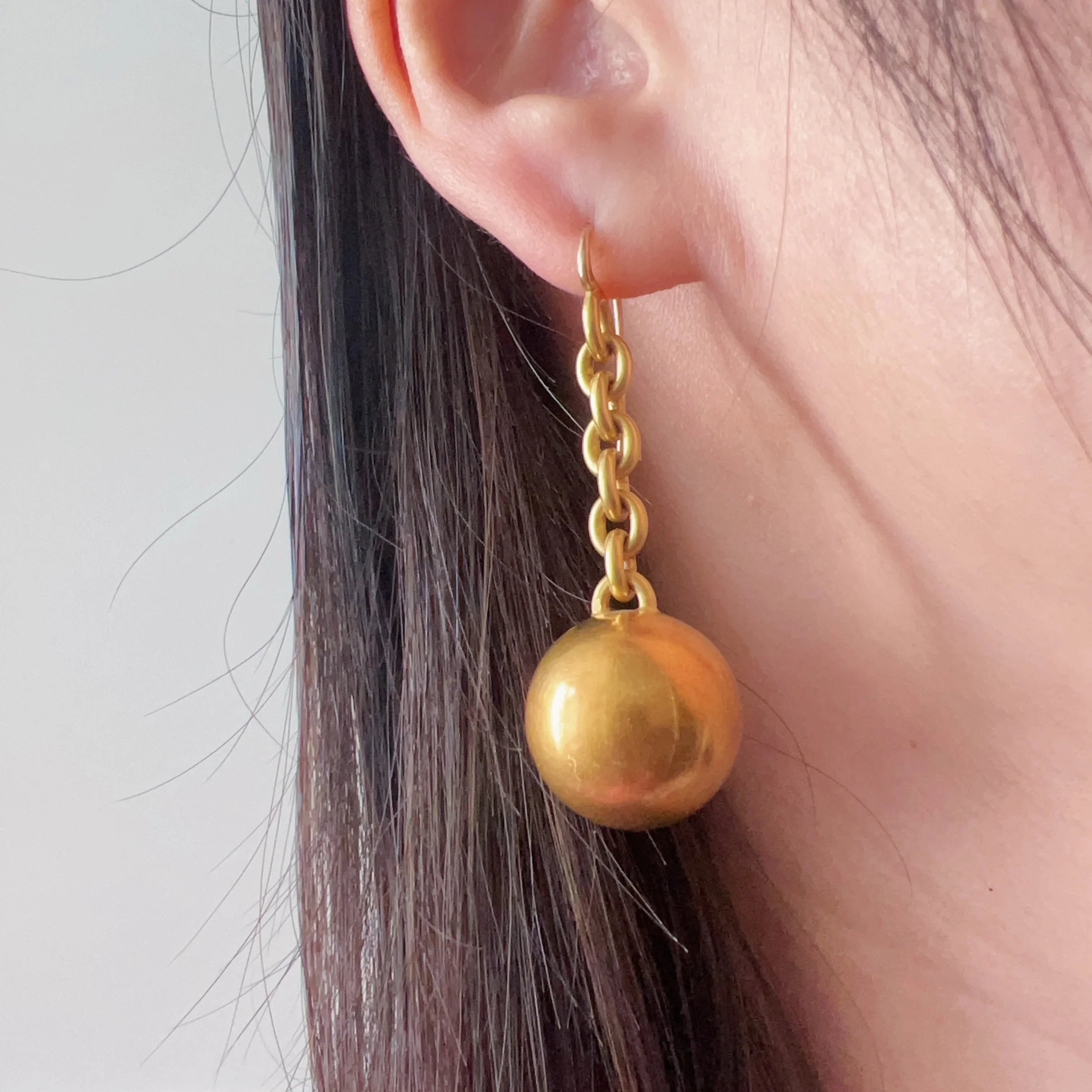 French antique Victorian era 18K Gold Orb Earrings