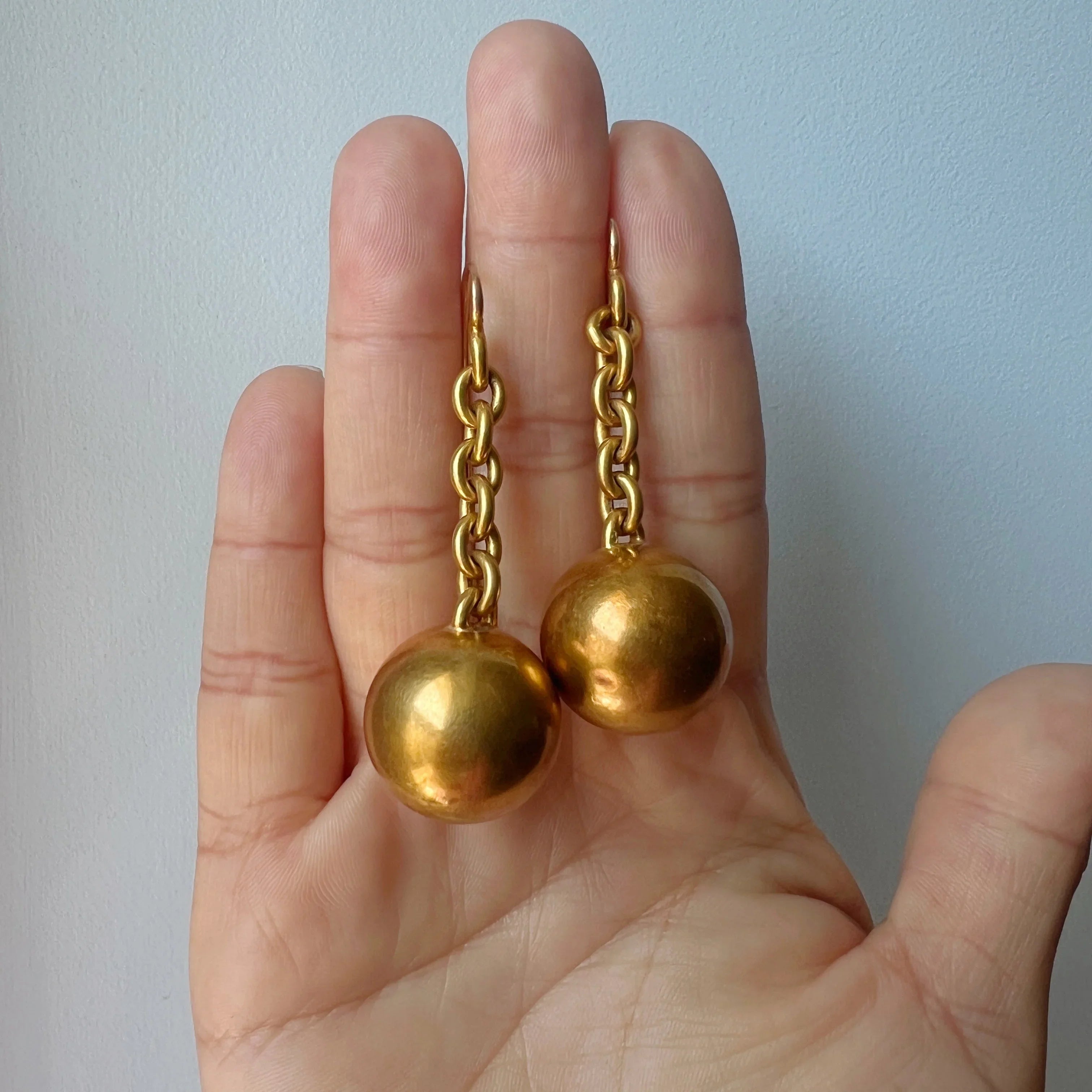 French antique Victorian era 18K Gold Orb Earrings