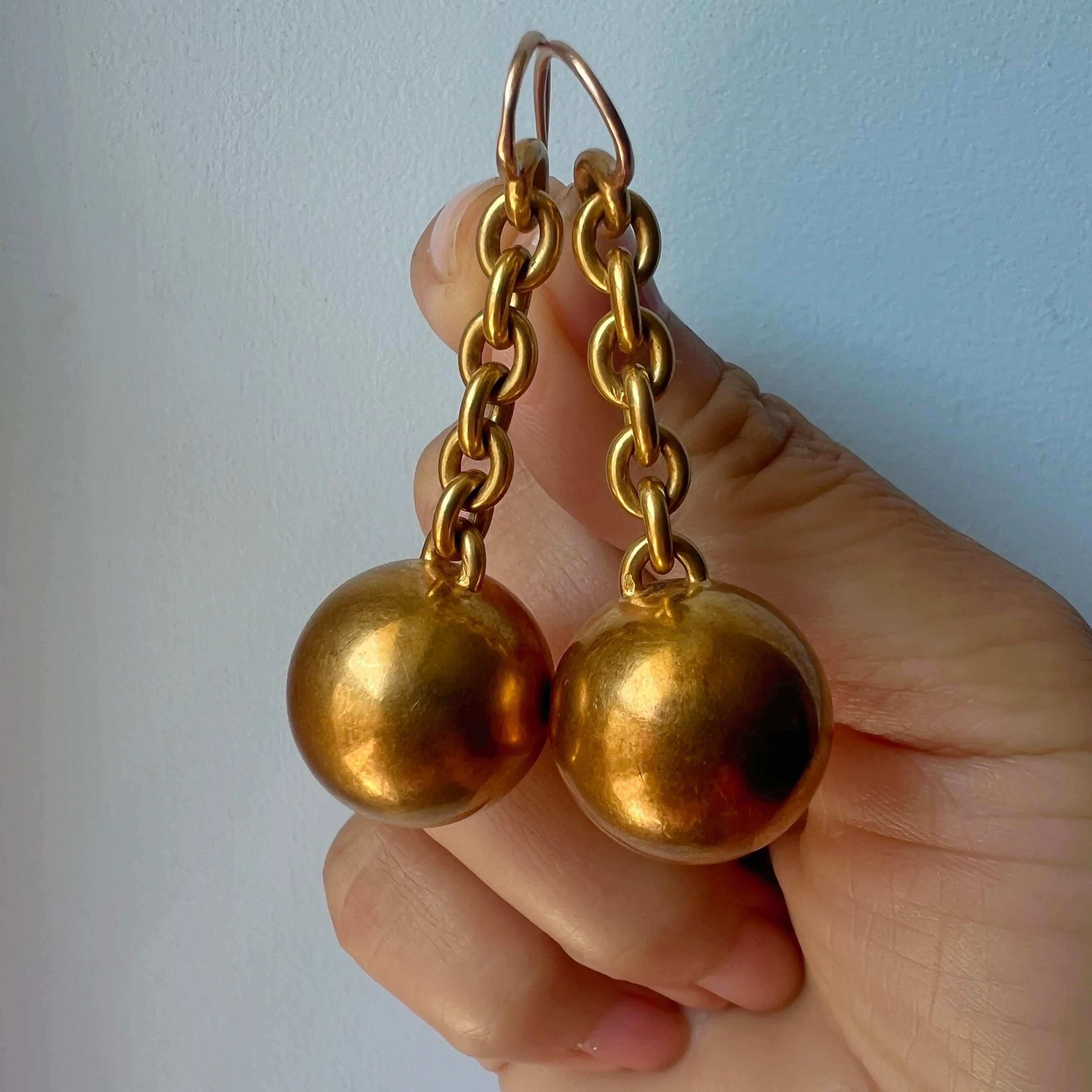 French antique Victorian era 18K Gold Orb Earrings