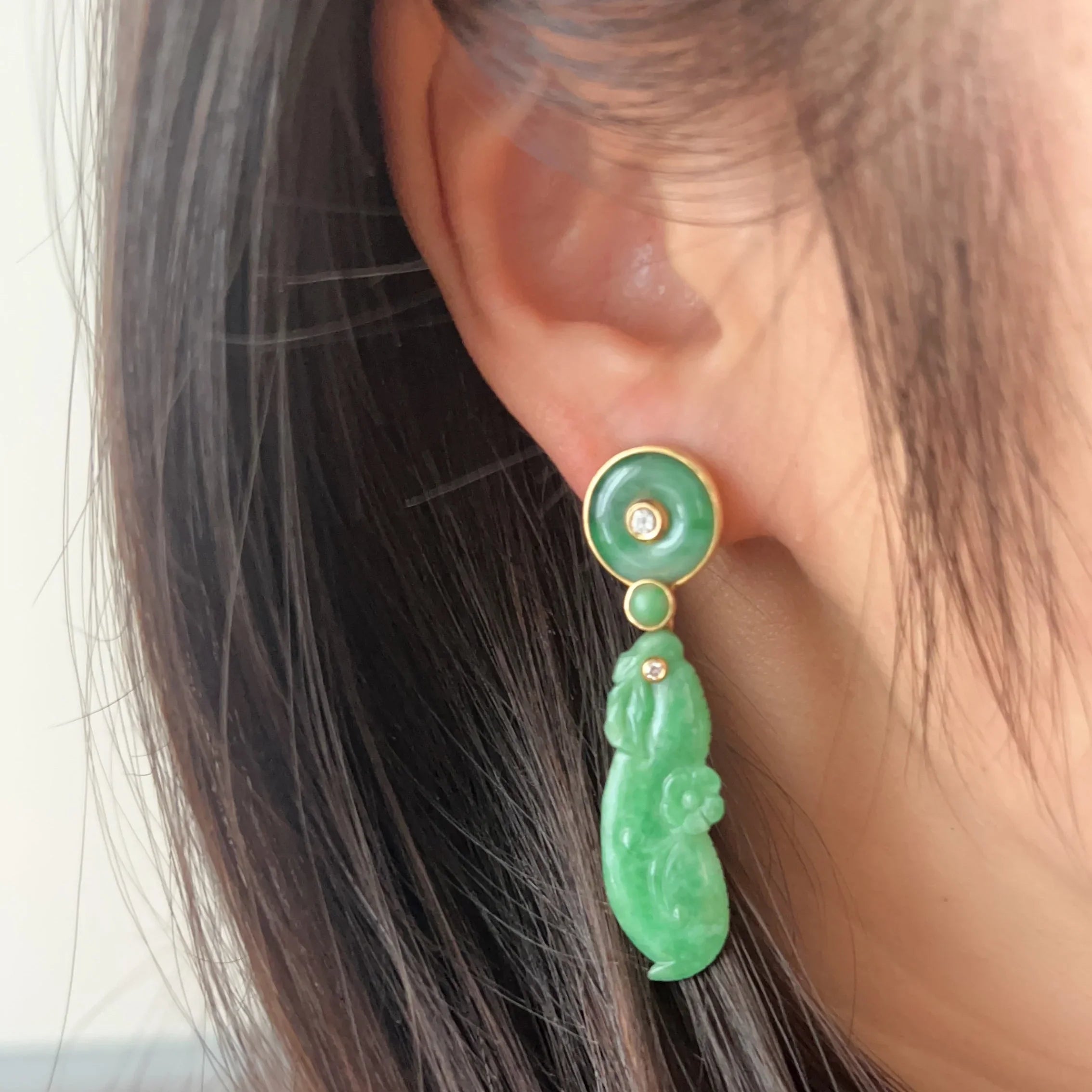 Maria Grazia Baldan 18K Gold 4-in-1 Jade interchangeable Earrings